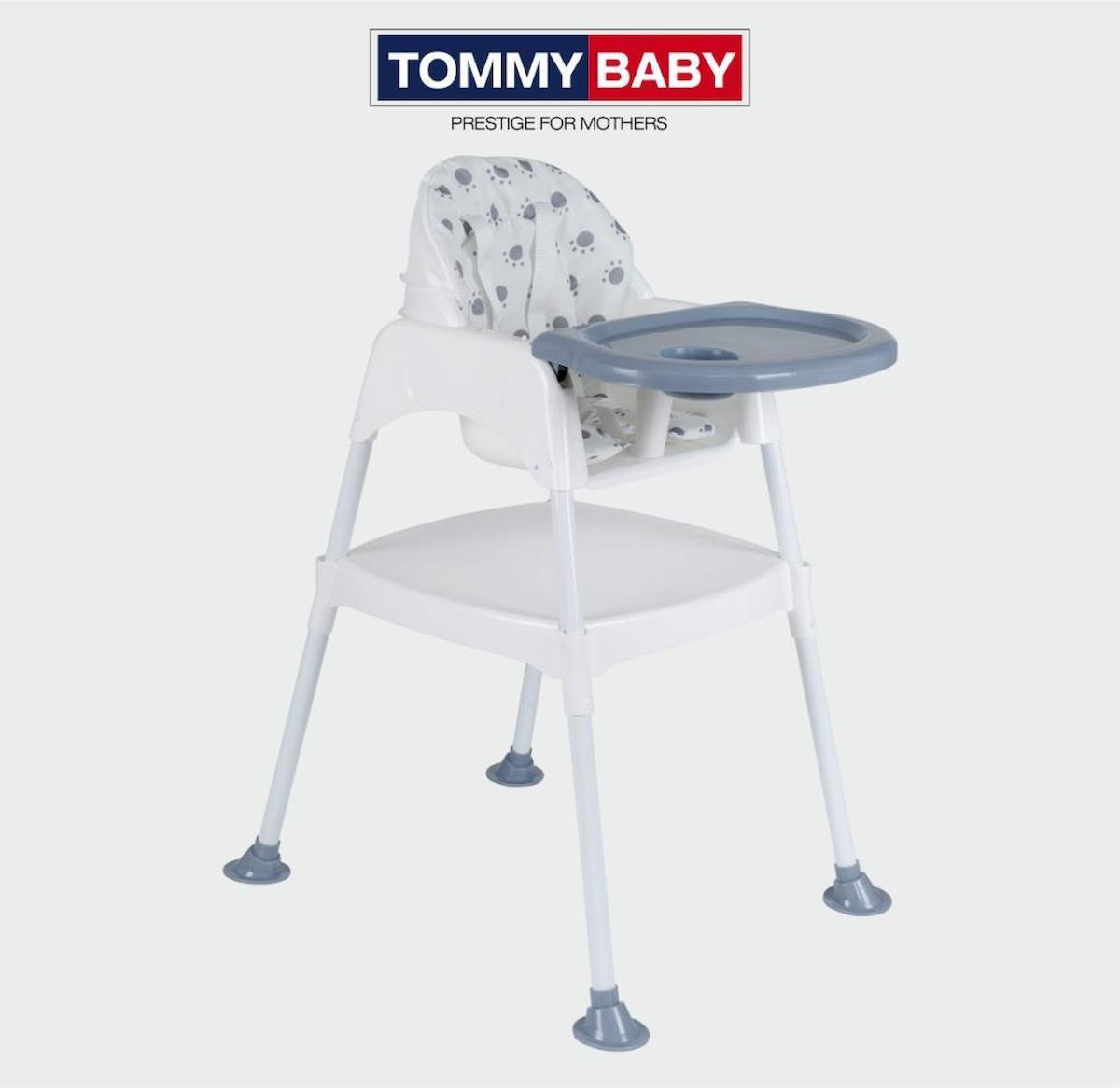 Tommybaby Plastik Emniyet Kemeri Tepsili Katlanır Portatif Mama Sandalyesi Gri