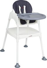 Babydoor Panna Plastik Emniyet Kemeri 18 kg Kapasiteli Tepsili Mama Sandalyesi Beyaz