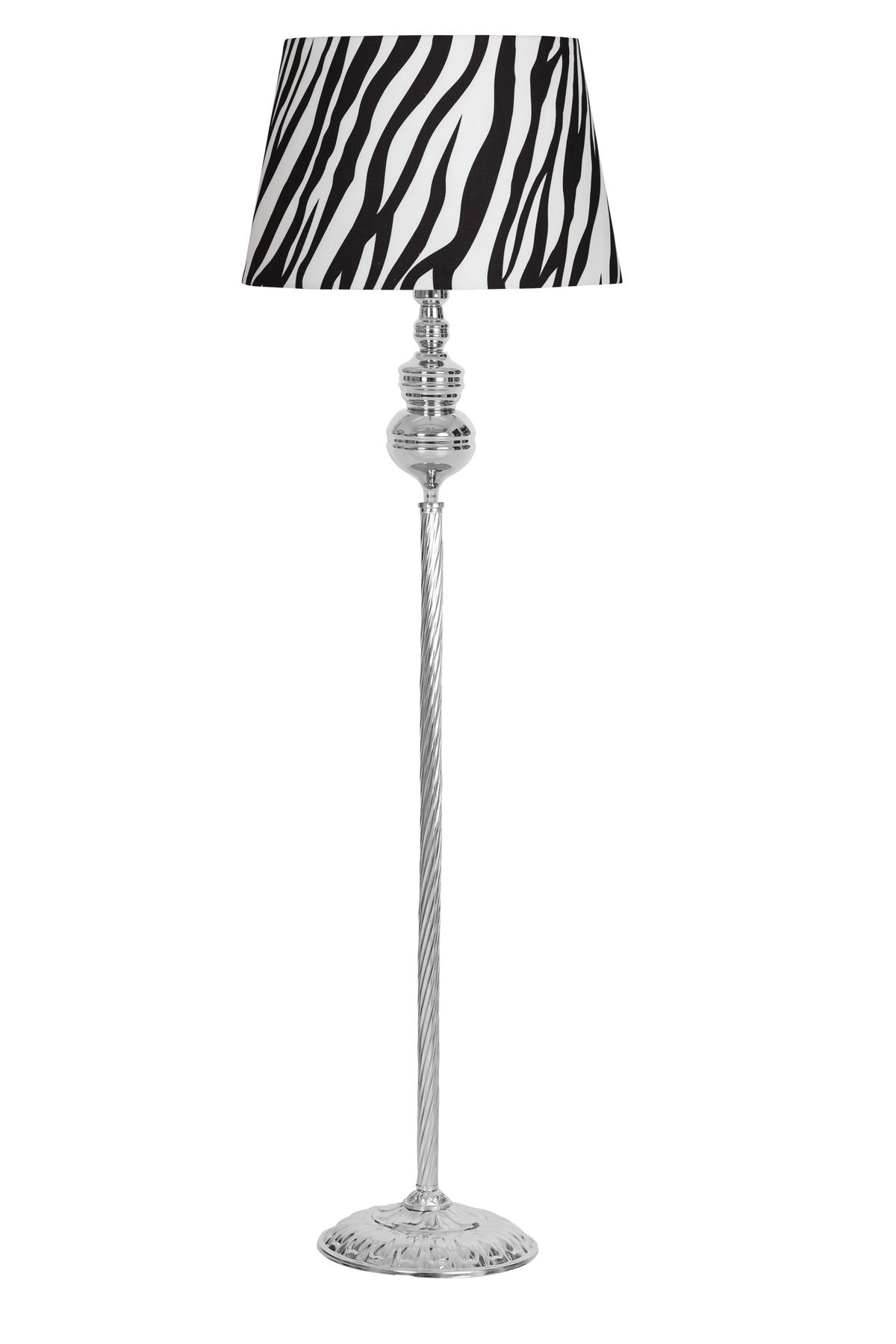 Vinner Munch Krom Kaplamalı Tekli Metal Tek Ayaklı Şapka Lambader Zebra Desenli