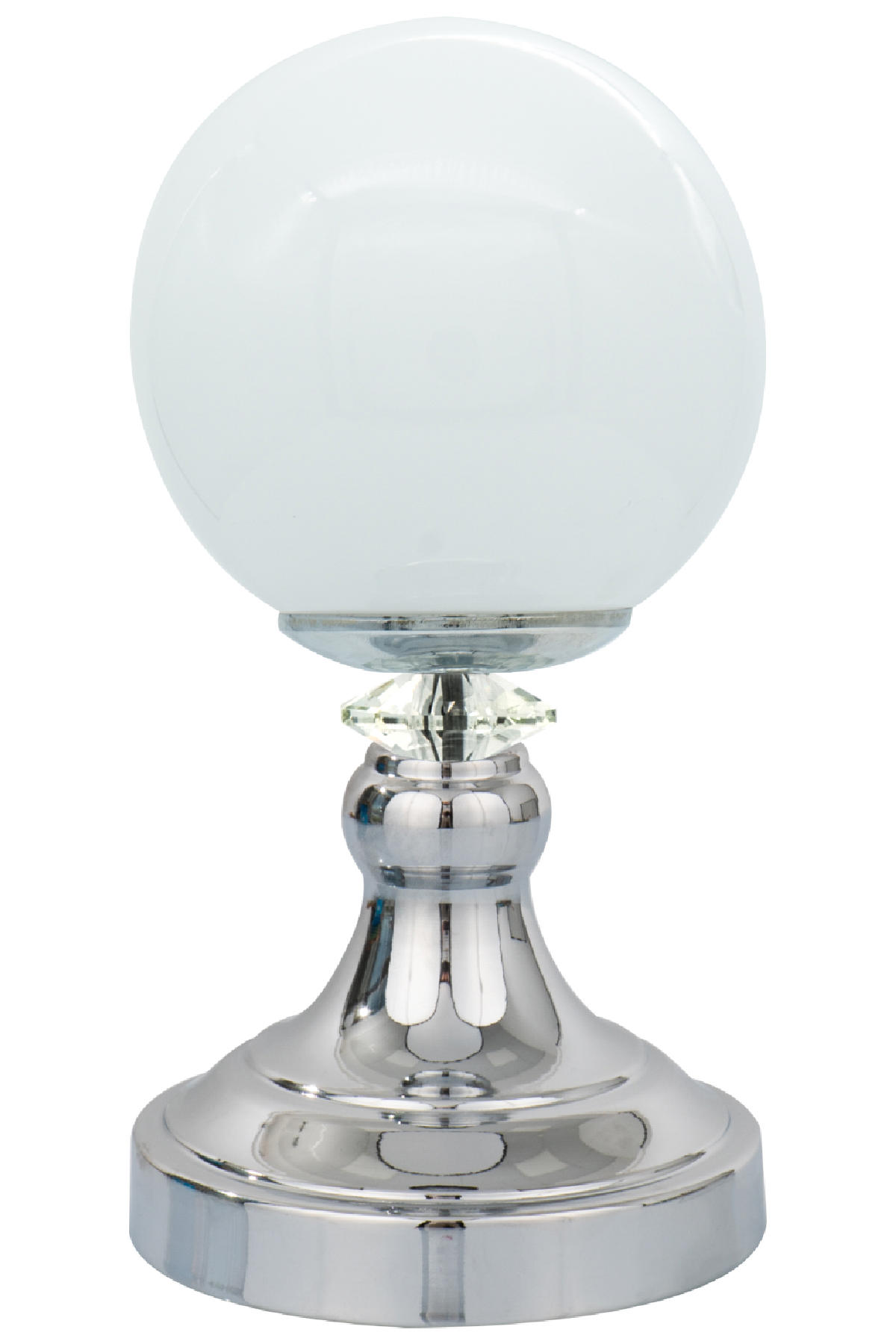 Minimal E-Ticaret Omega Silver Balloon Tekli Cam Tek Ayaklı Abajur Beyaz