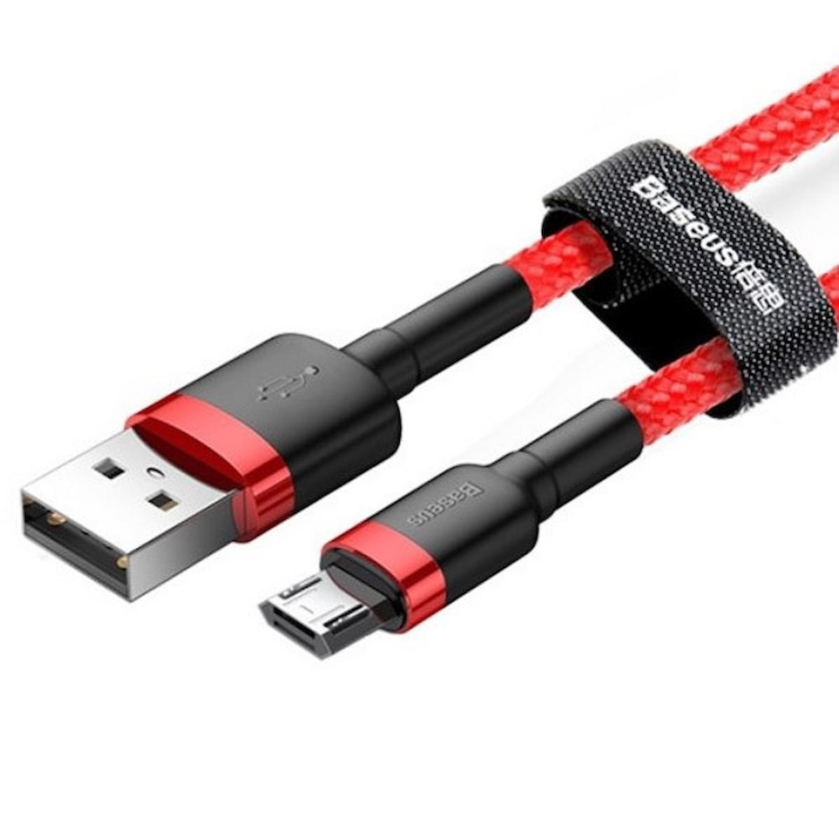 Baseus Cafule Universal USB Kablolu 2.4 Amper Hızlı Şarj Aleti Kırmızı
