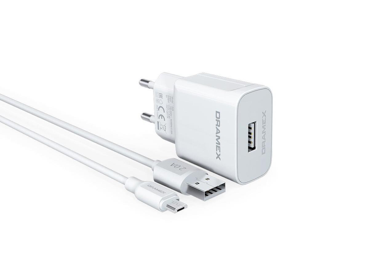 Dramex D26m Universal Micro USB Kablolu Hızlı Şarj Aleti Beyaz