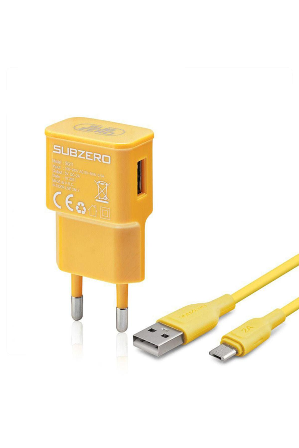Subzero Sg11 Universal Micro USB Kablolu 2 Amper Hızlı Şarj Aleti Sarı