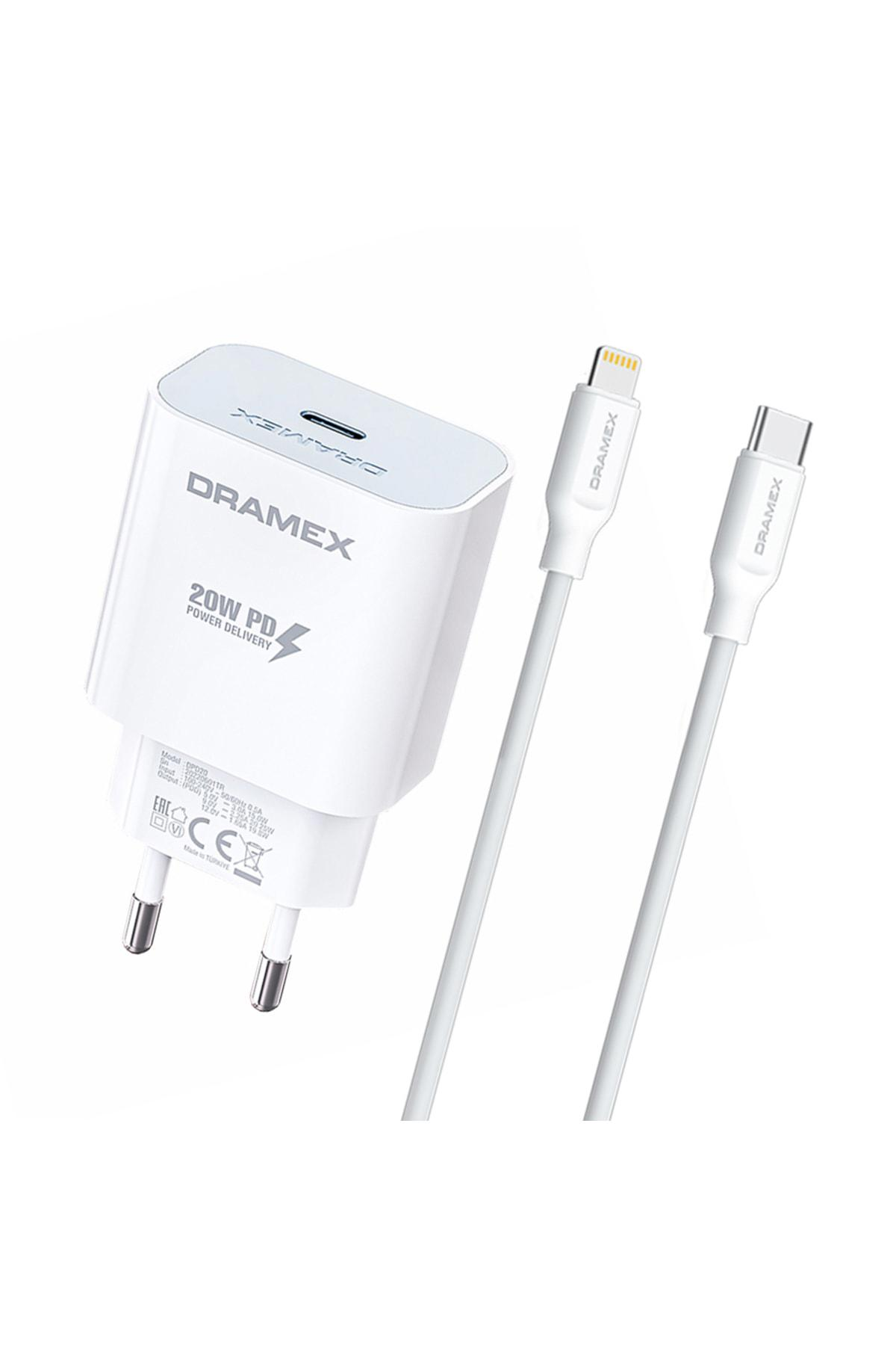 Dramex Dpd20l iPhone Lightning - Type-C Kablolu 20 W Hızlı Şarj Aleti Beyaz
