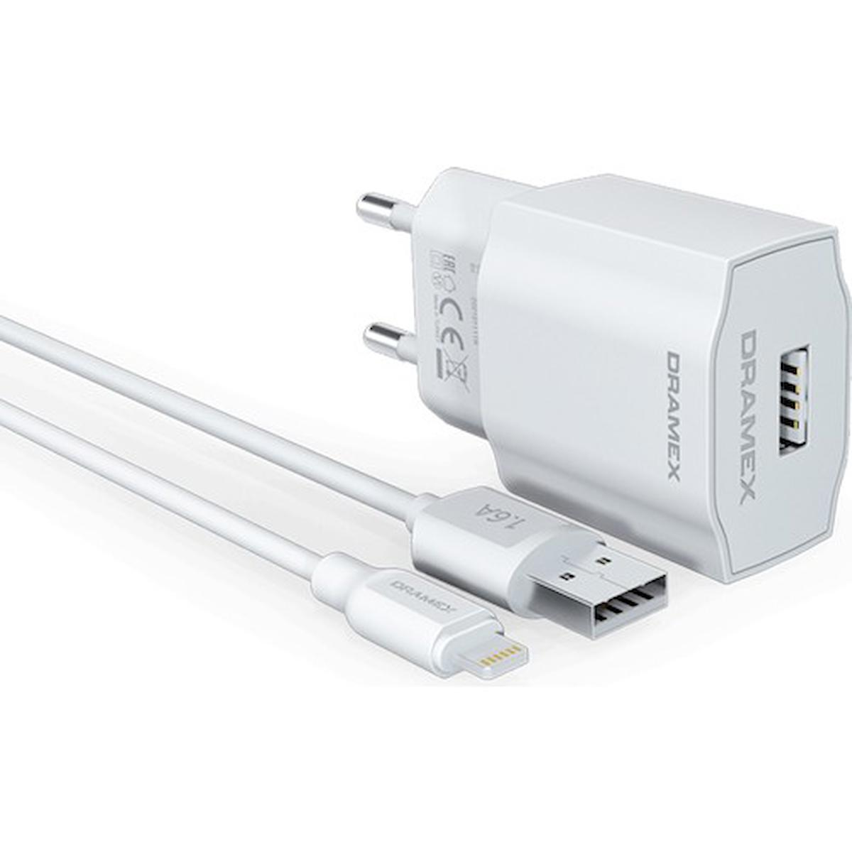 Dramex D16l iPhone Lightning Kablolu Hızlı Şarj Aleti Beyaz