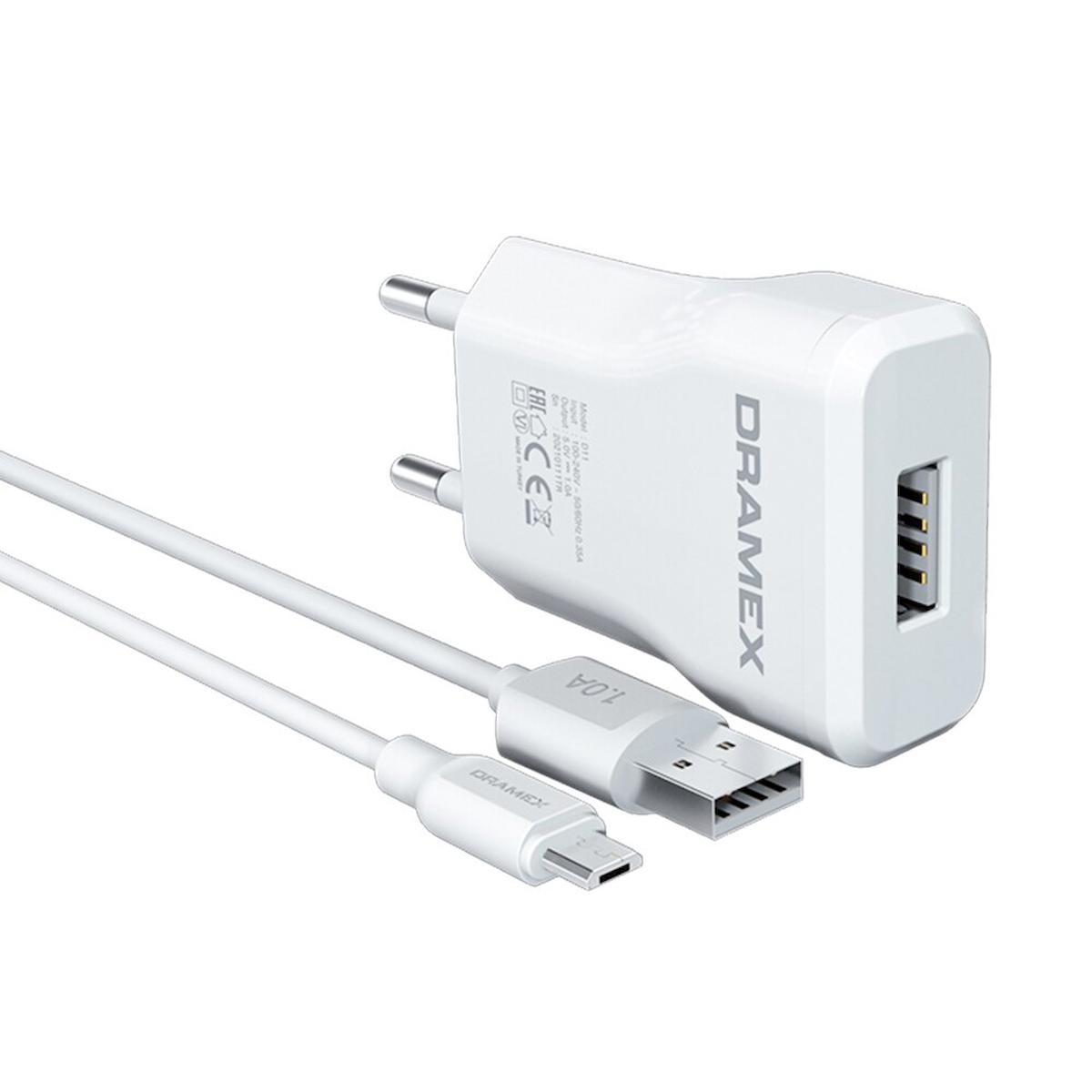 Dramex D11m Universal Micro USB Kablolu Hızlı Şarj Aleti Beyaz
