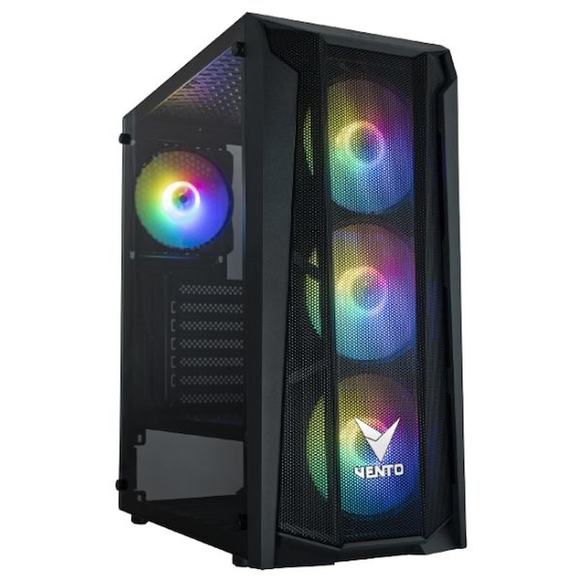 Vento VG15FE RGB 4 Fanlı 650 W Siyah Dikey Kullanım ATX Bilgisayar Kasası