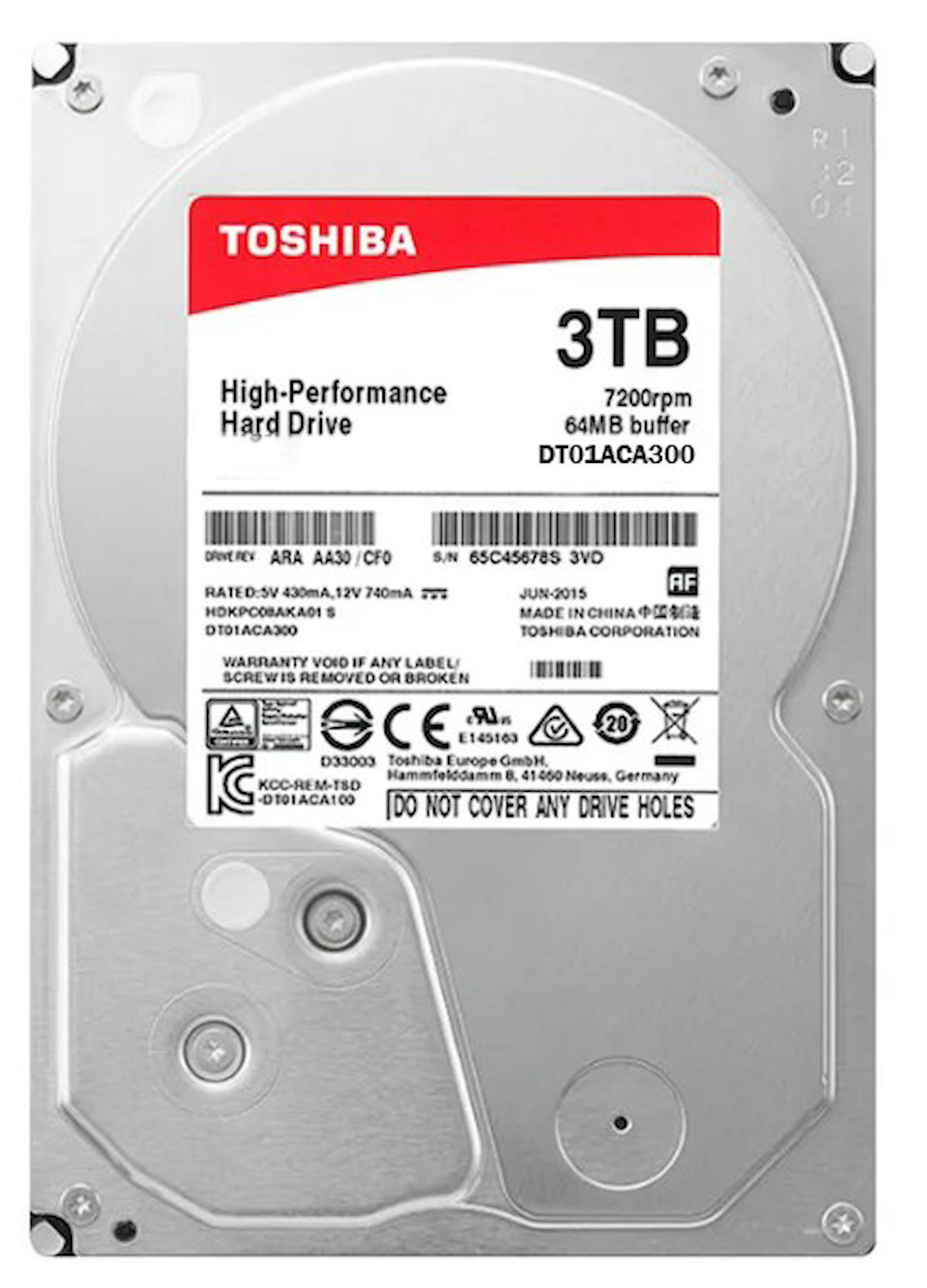 Toshiba DT01ACA300 3 TB 3.5 inç 7200 RPM 64 MB SATA 3.0 Güvenlik Kamerası Harddisk