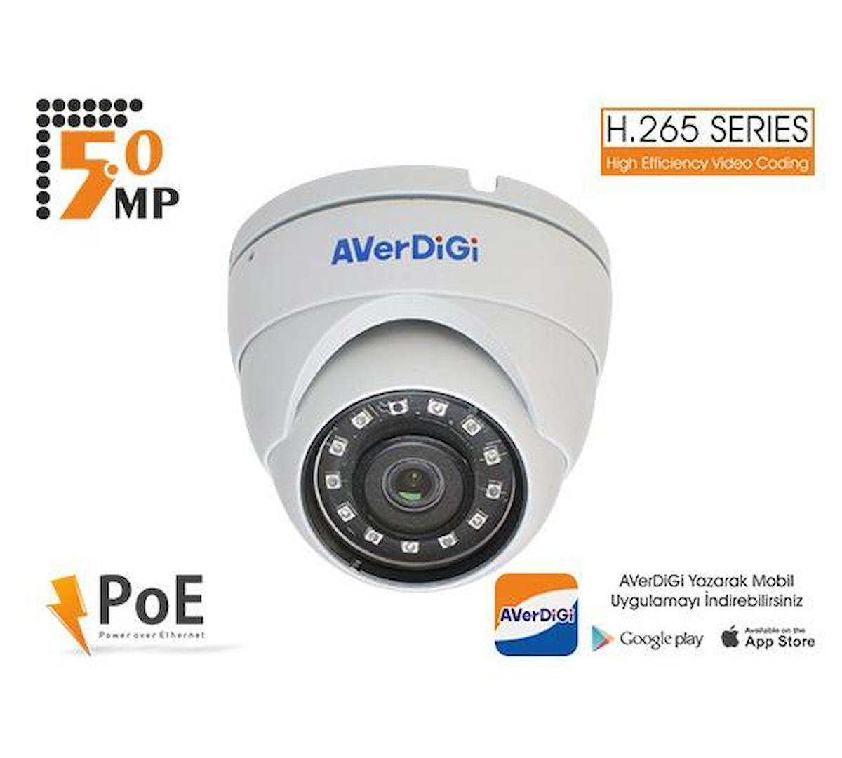 Averdigi Ad 850D Ethernet Mini 1 Kameralı 360 Derece Dönen Gece Görüşlü Dış Mekan Kablosuz Güvenlik Kamerası