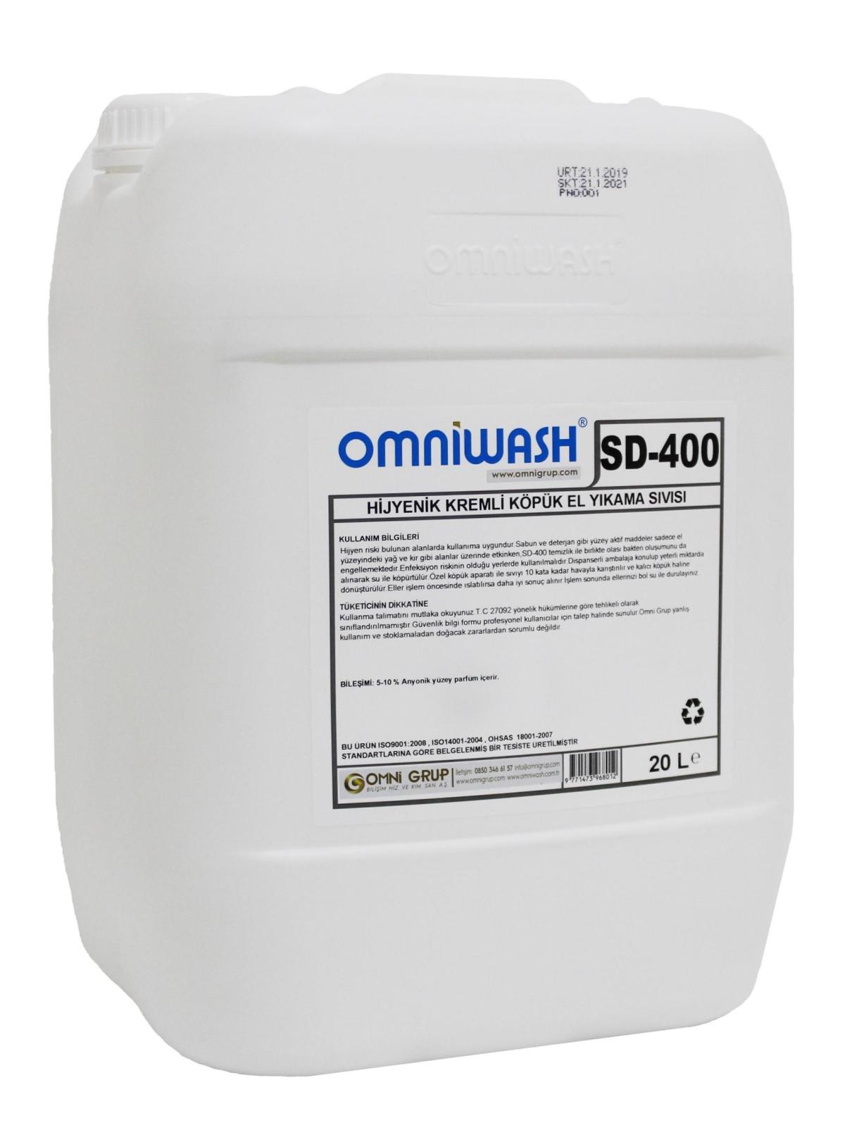 Omniwash SD-400 Nemlendiricili Köpük Sıvı Sabun 20 lt Tekli