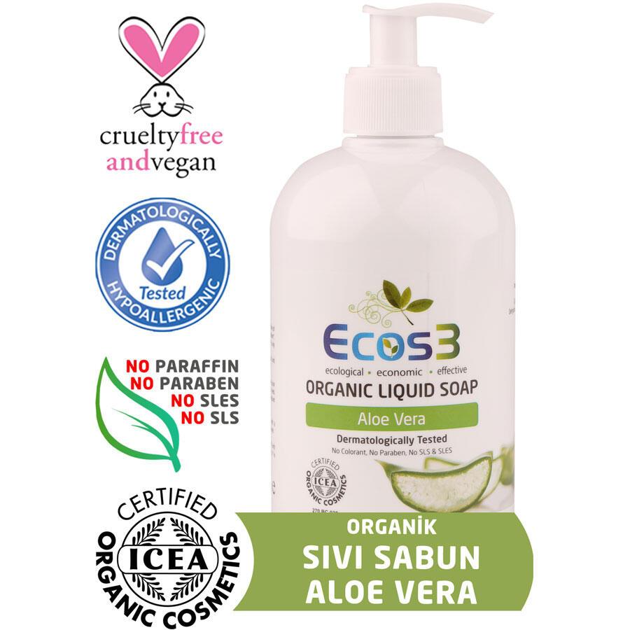 Ecos3 Aloe Vera Nemlendiricili Organik Sıvı Sabun 500 ml Tekli