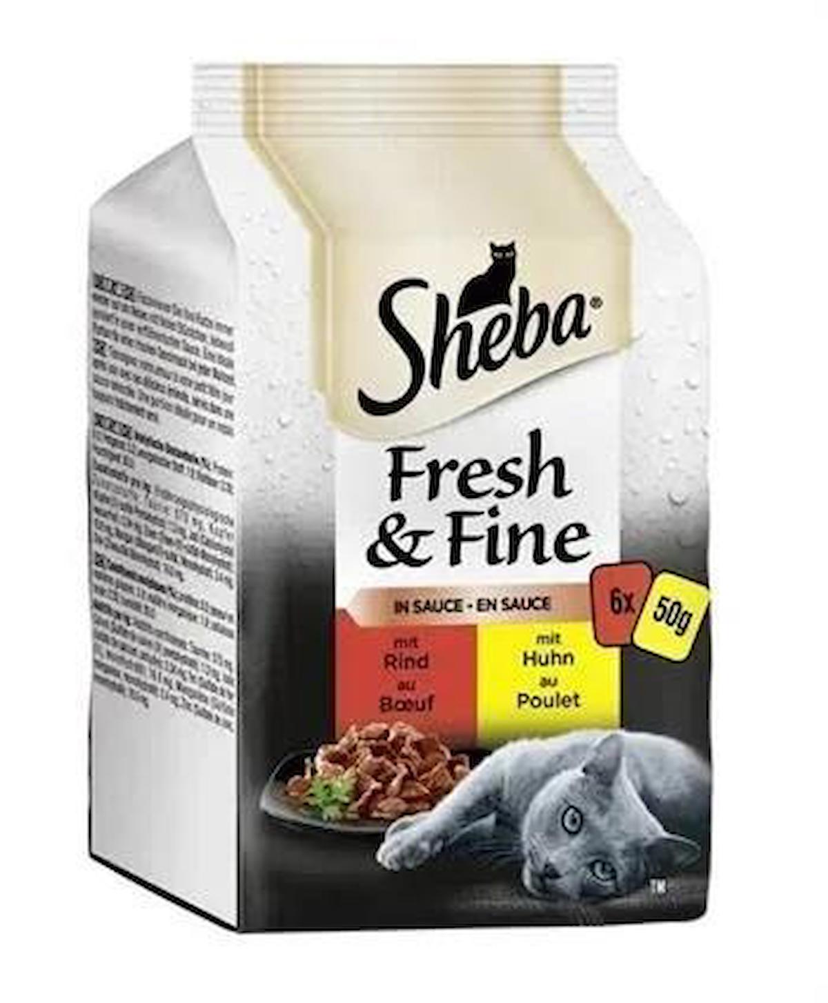Sheba Fresh & Fine Etli Yetişkin Yaş Kedi Maması 6x50 gr