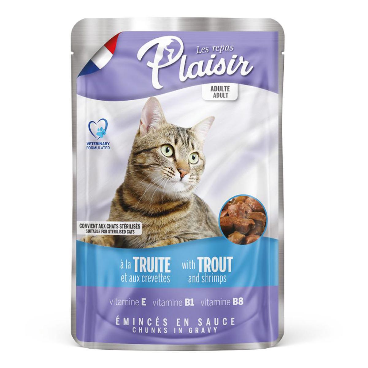 Plaisir Veterinary Formulated Balıklı ve Karidesli Yetişkin Yaş Kedi Maması 100 gr