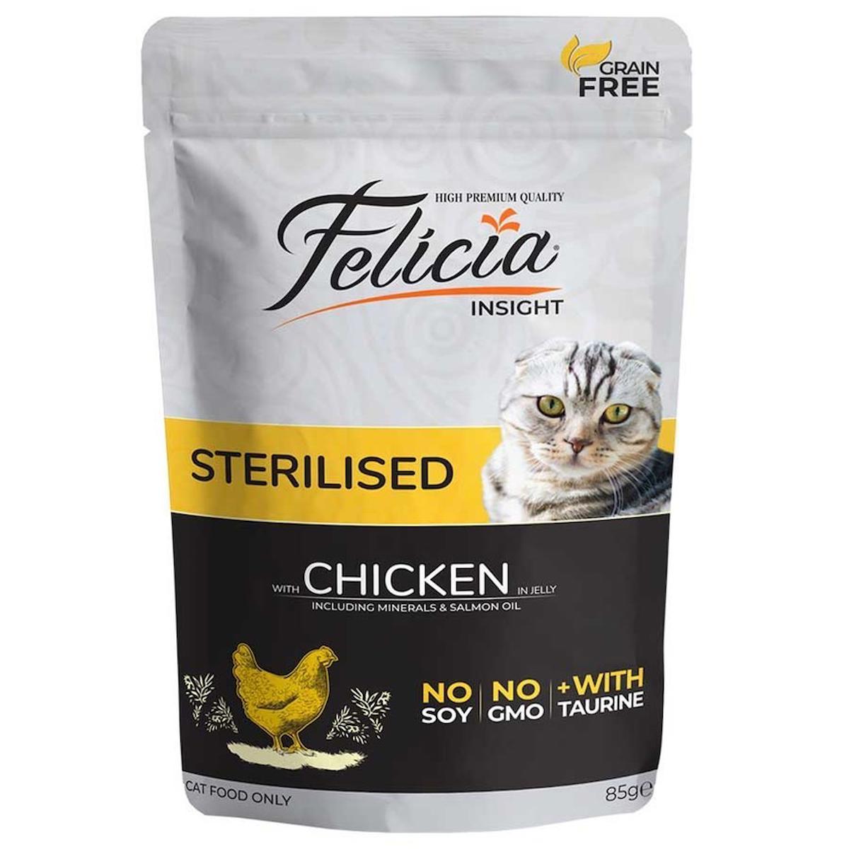 Felicia Insight Kısırlaştırılmış Tavuklu Yaş Kedi Maması 85 gr