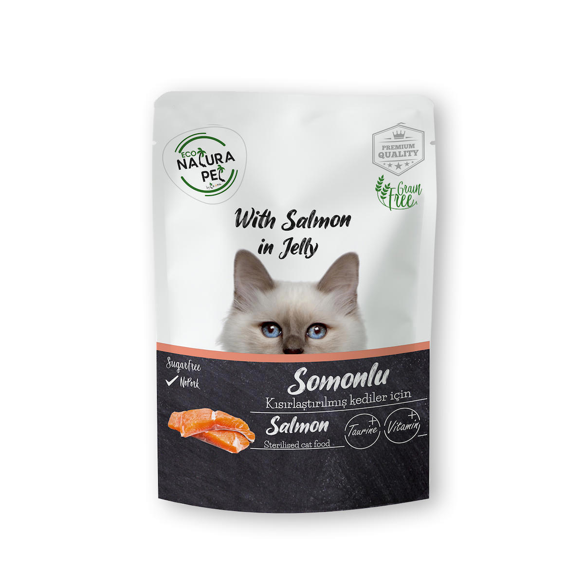 Eco Natura Pet Grain Free Kısırlaştırılmış Somonlu Yaş Kedi Maması 85 gr