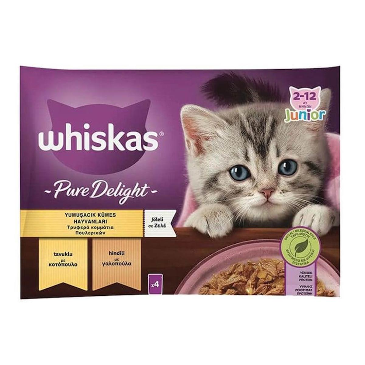 Whiskas Pure Delight Kümes Hayvanlı Yavru Yaş Kedi Maması 4x85 gr