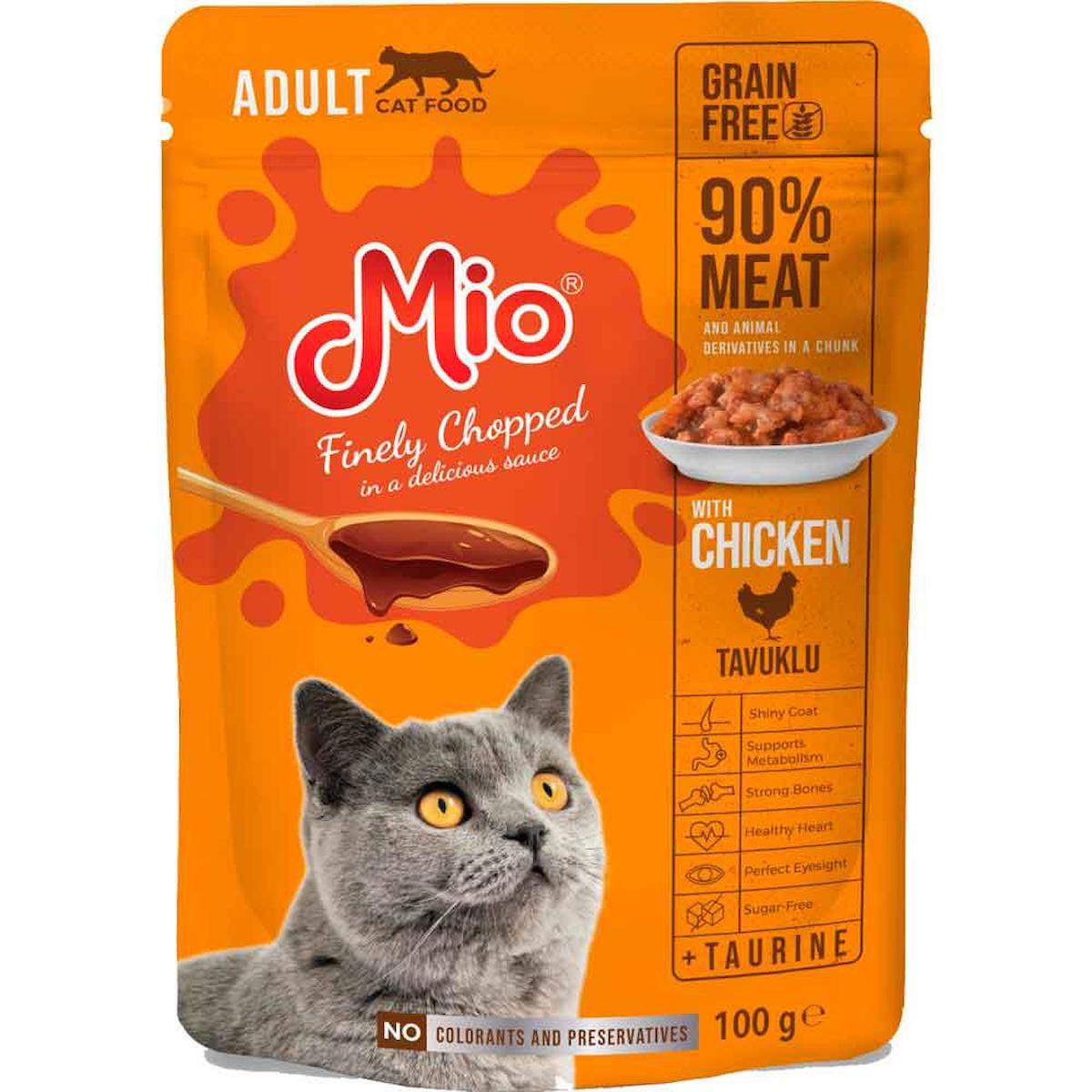 Mio Finely Chopped Tavuklu Yetişkin Yaş Kedi Maması 100 gr