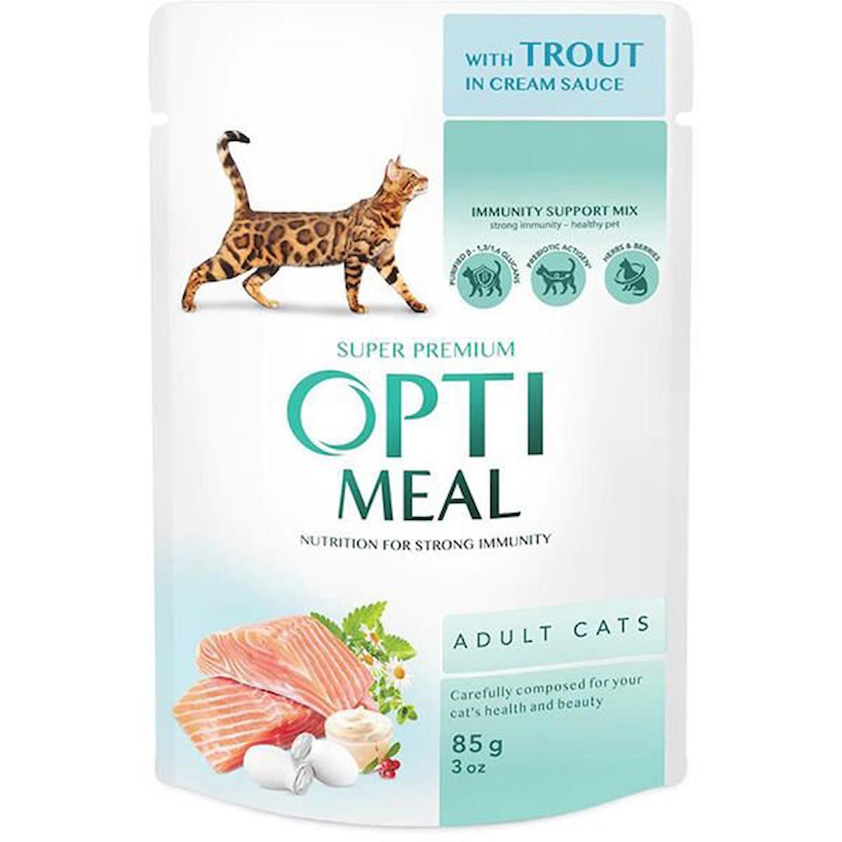 Optimeal Super Premium Alabalıklı ve Krema Soslu Soslu Yetişkin Yaş Kedi Maması 85 gr