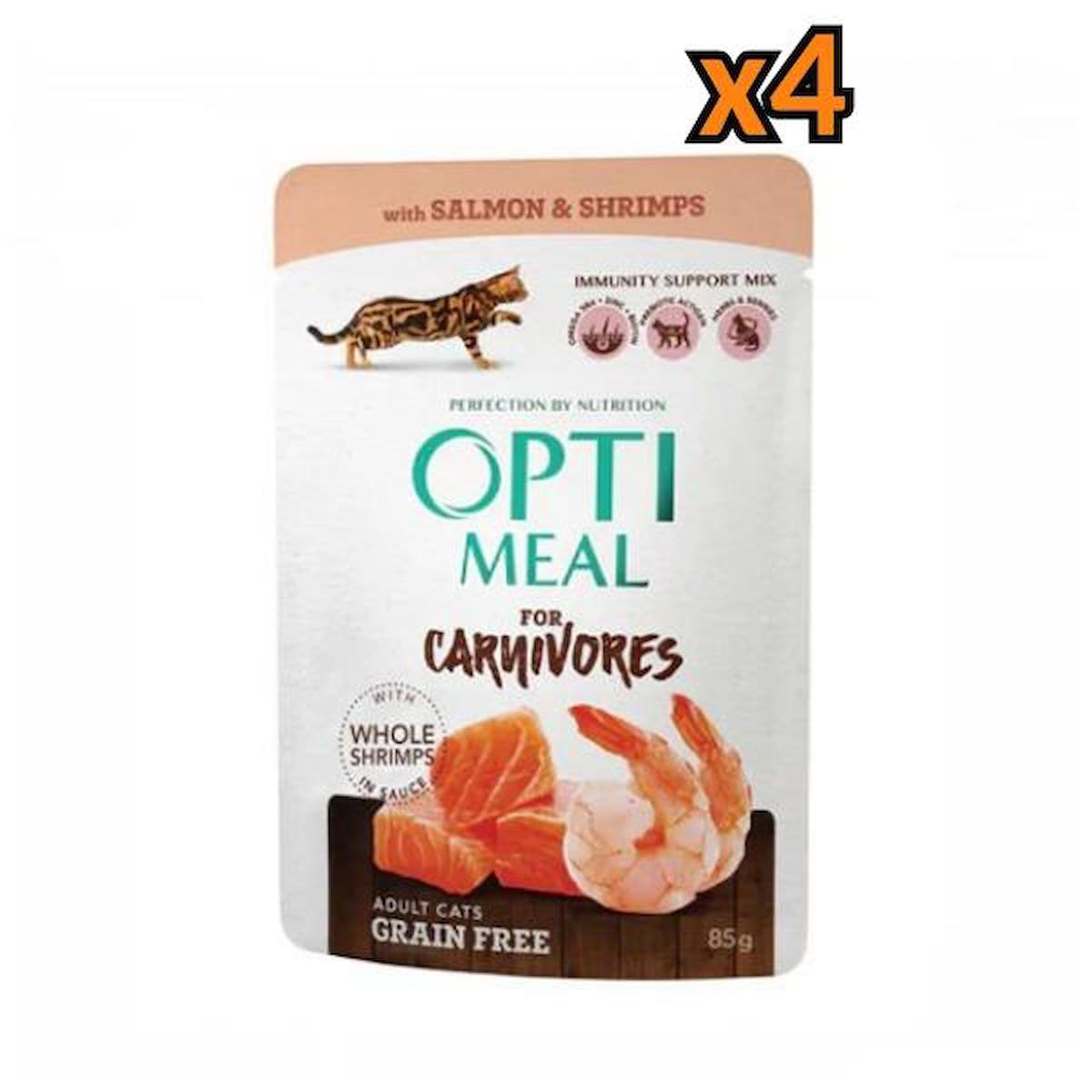 Optimeal Grain Free Somonlu ve Karidesli Yetişkin Yaş Kedi Maması 85 gr