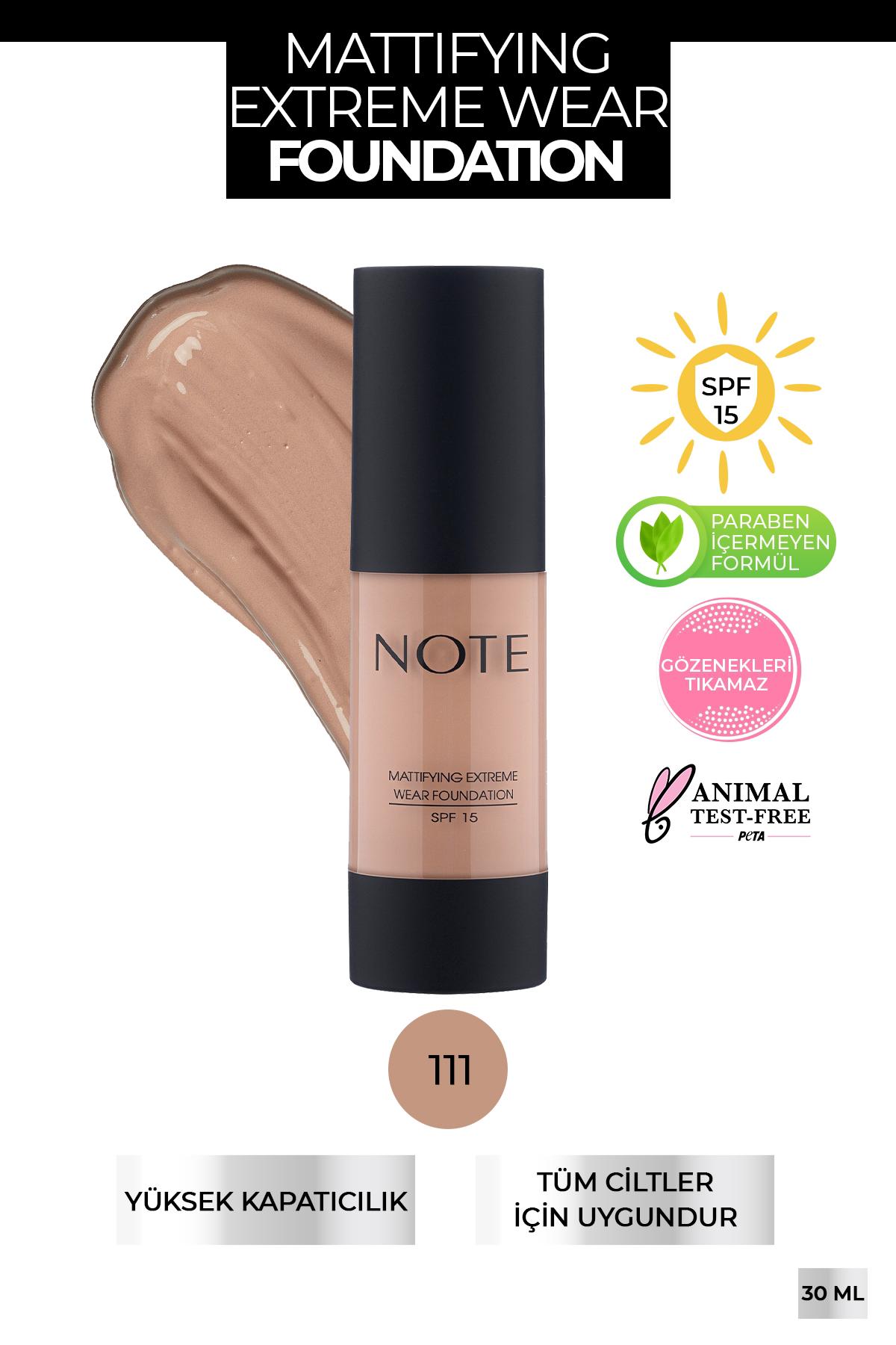 Note Mattifying Extreme Wear 111 Güneş Koruyuculu Likit Tüp Fondöten 35 ml