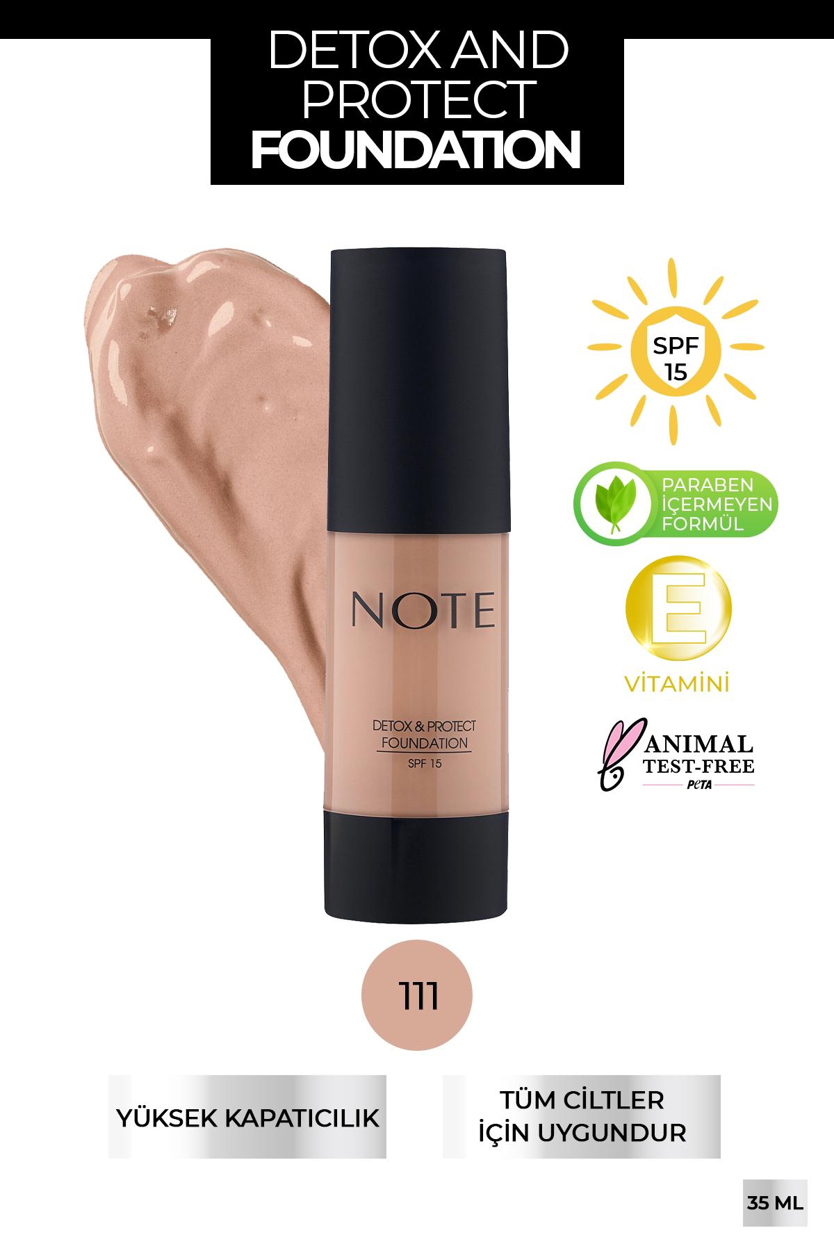 Note Detox & Protect 111 Güneş Koruyuculu Likit Tüp Fondöten 30 ml