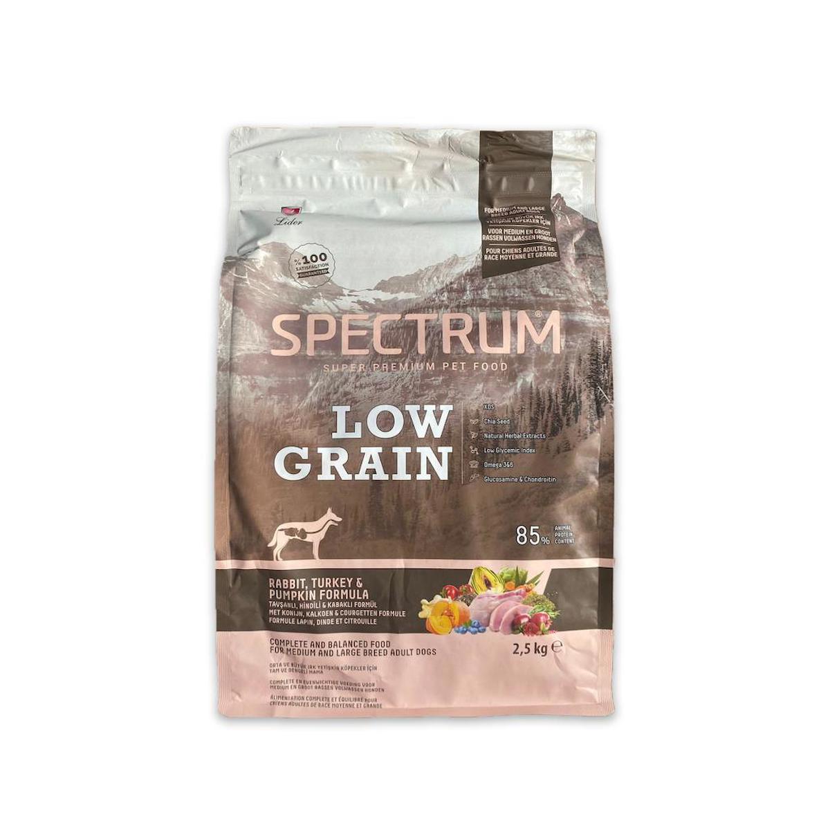 Spectrum Low Grain Balkabaklı Hindili ve Tavşan Orta Irk Yetişkin Kuru Köpek Maması 2.5 kg