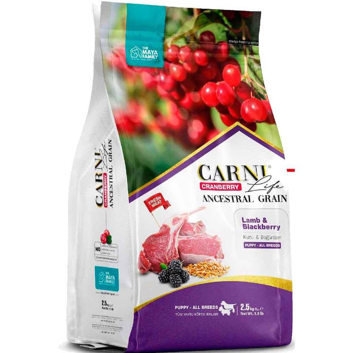 Carni Life Cranberry Böğürtlenli ve Kuzu Etli Tüm Irklar Yavru Kuru Köpek Maması 2.5 kg