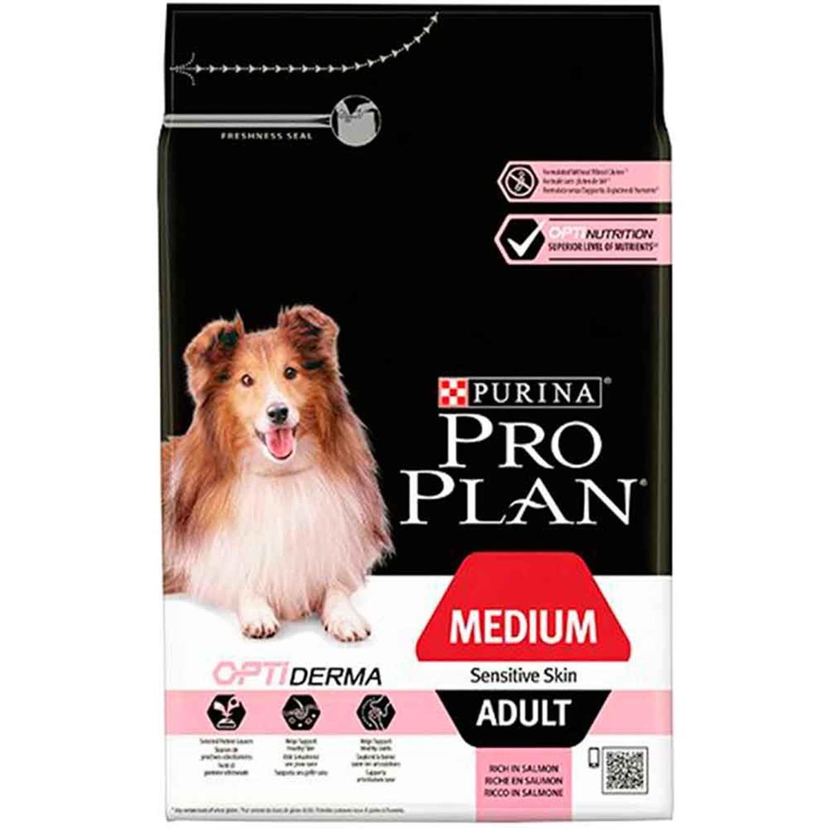 Pro Plan Opti Derma Pirinçli ve Somonlu Orta Irk Yetişkin Kuru Köpek Maması 14 kg