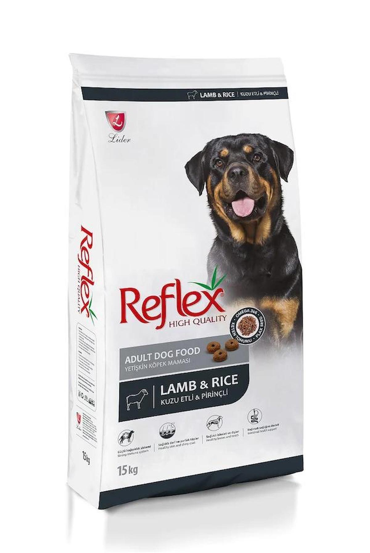 Reflex High Quality Kuzu Etli ve Pirinçli Tüm Irklar Yetişkin Kuru Köpek Maması 15 kg