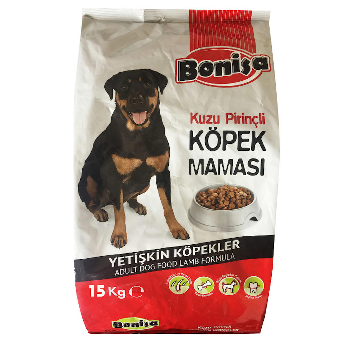 Bonisa Kuzu Etli ve Pirinçli Tüm Irklar Yetişkin Kuru Köpek Maması 15 kg