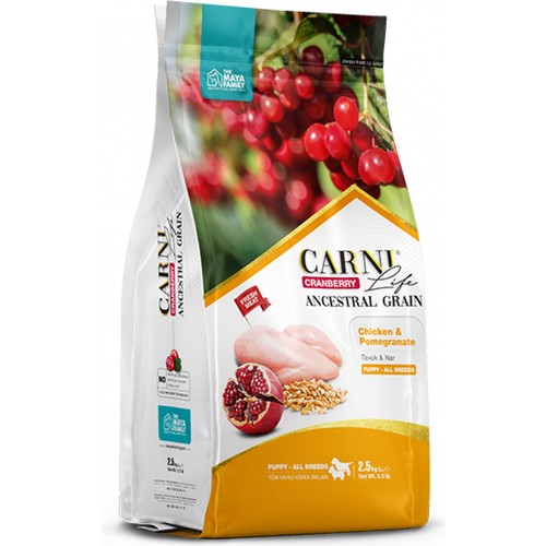 Carni Life Cranberry Narlı ve Tavuklu Tüm Irklar Yavru Kuru Köpek Maması 2.5 kg