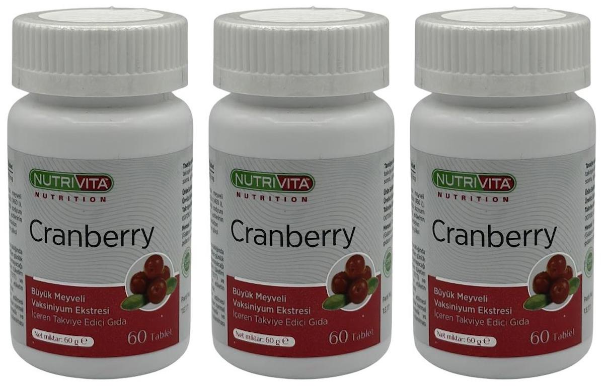 Nutrivita Nutrition Cranberry Aromasız Unisex Vitamin 3x60 Tablet