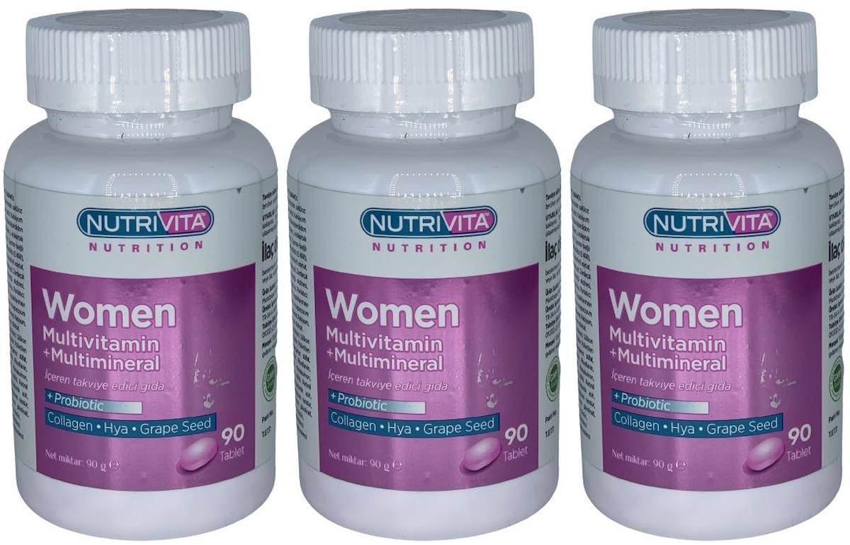 Nutrivita Nutrition Probiyotik Aromasız Kadın Vitamin 3x90 Tablet