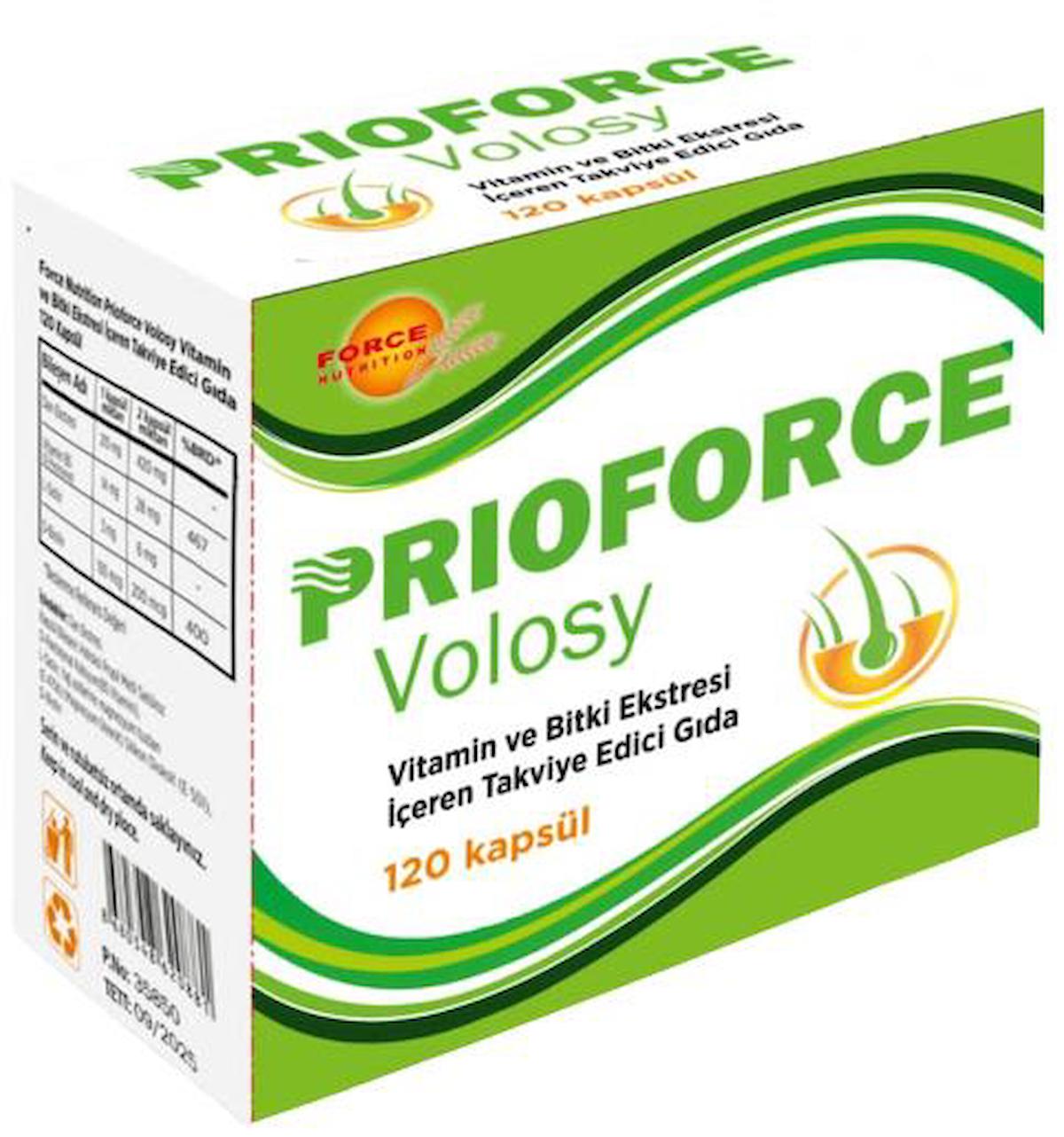 Force Nutrition Prioforce Volosy Aromasız Unisex Vitamin 120 Kapsül