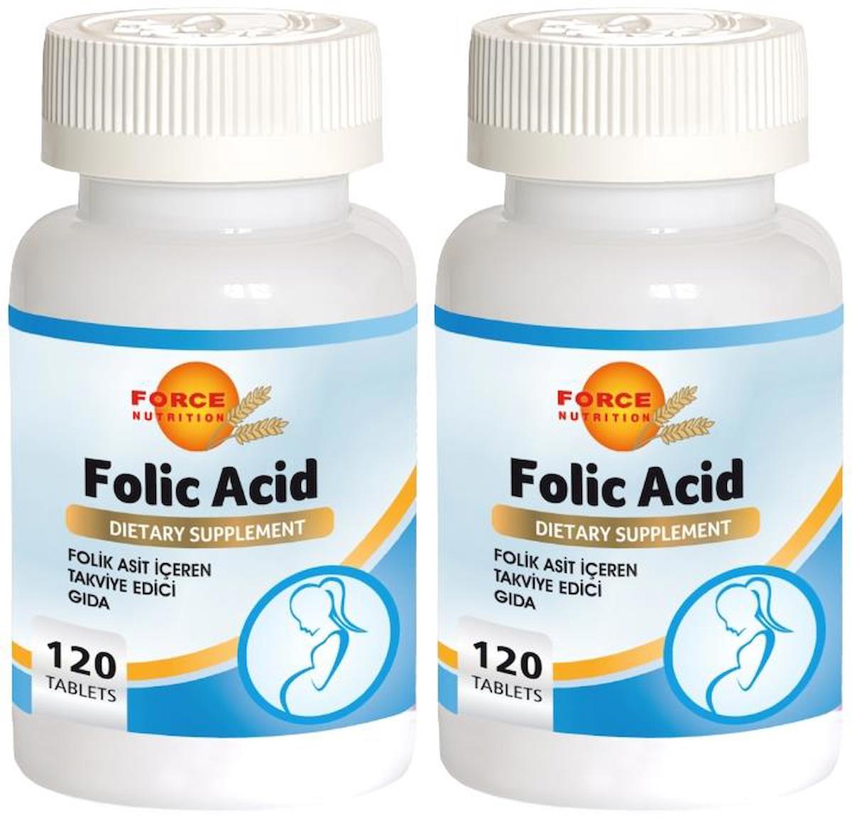 Force Nutrition Folic Acid Aromasız Kadın Vitamin 2x120 Tablet