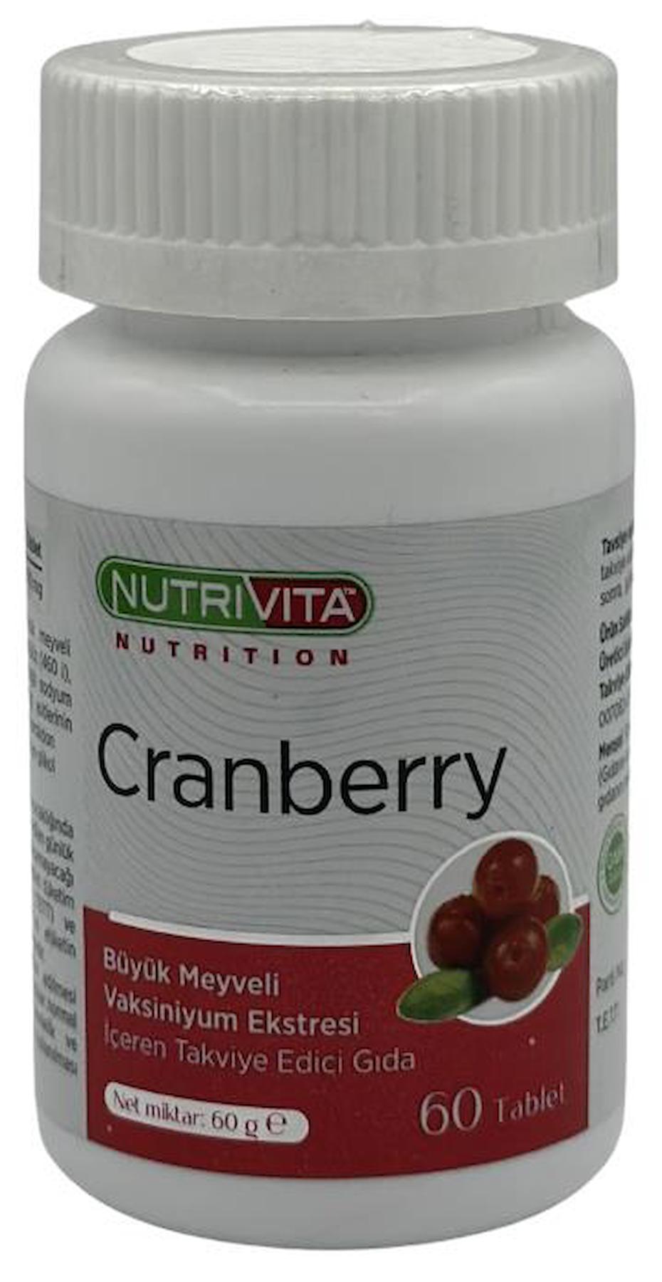 Nutrivita Nutrition Cranberry Aromasız Unisex Vitamin 60 Tablet