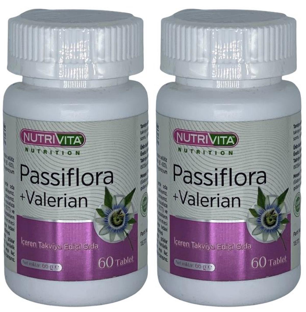 Nutrivita Nutrition Passiflora + Valerian Sade Unisex Vitamin 2x60 Tablet