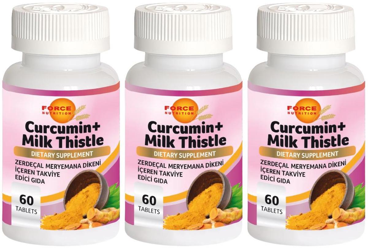 Force Nutrition Curcumin Milk Thistle Aromalı Unisex Vitamin 3x60 Tablet