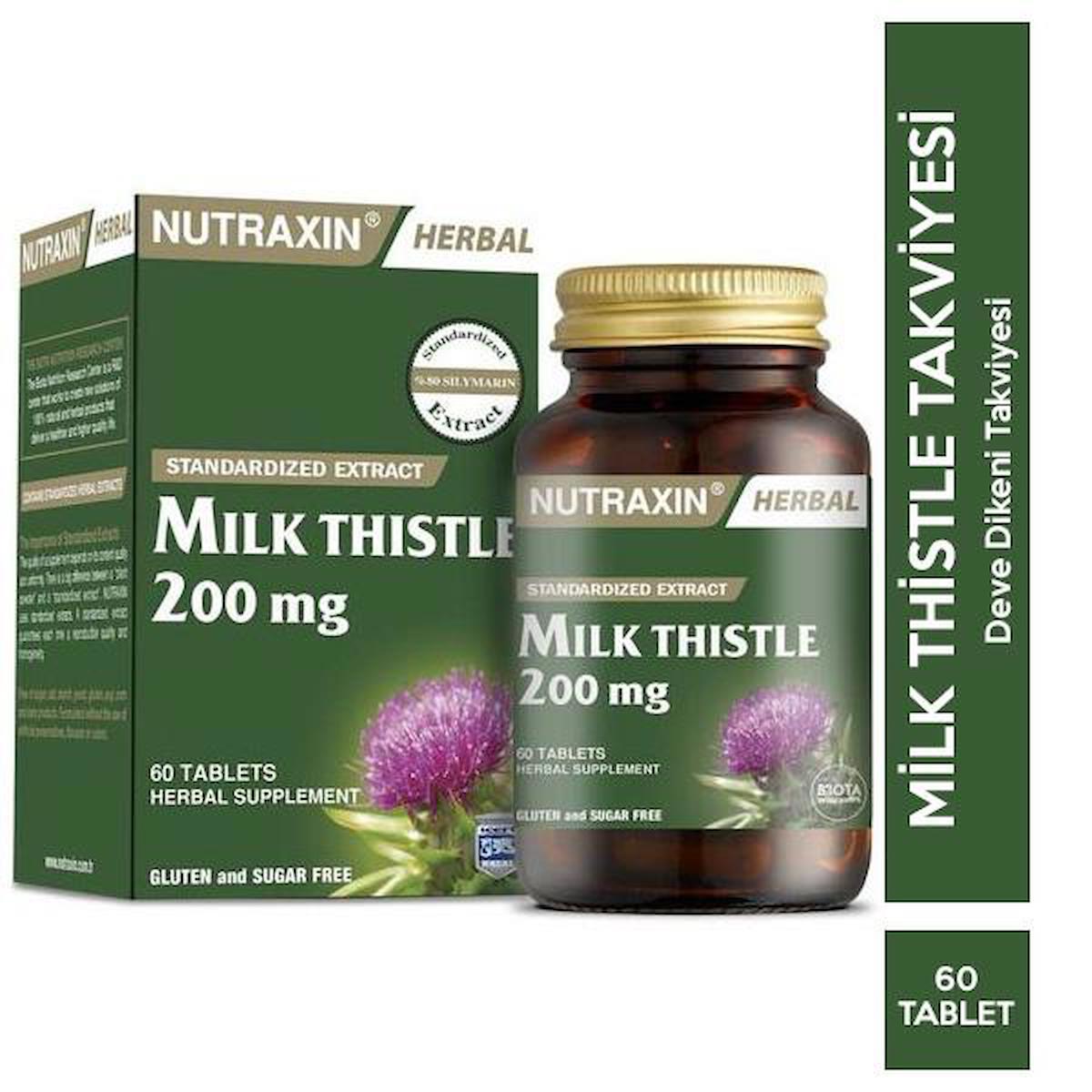 Nutraxin Milk Thistle Sade Yetişkin Bitkisel Besin Desteği 60 Tablet