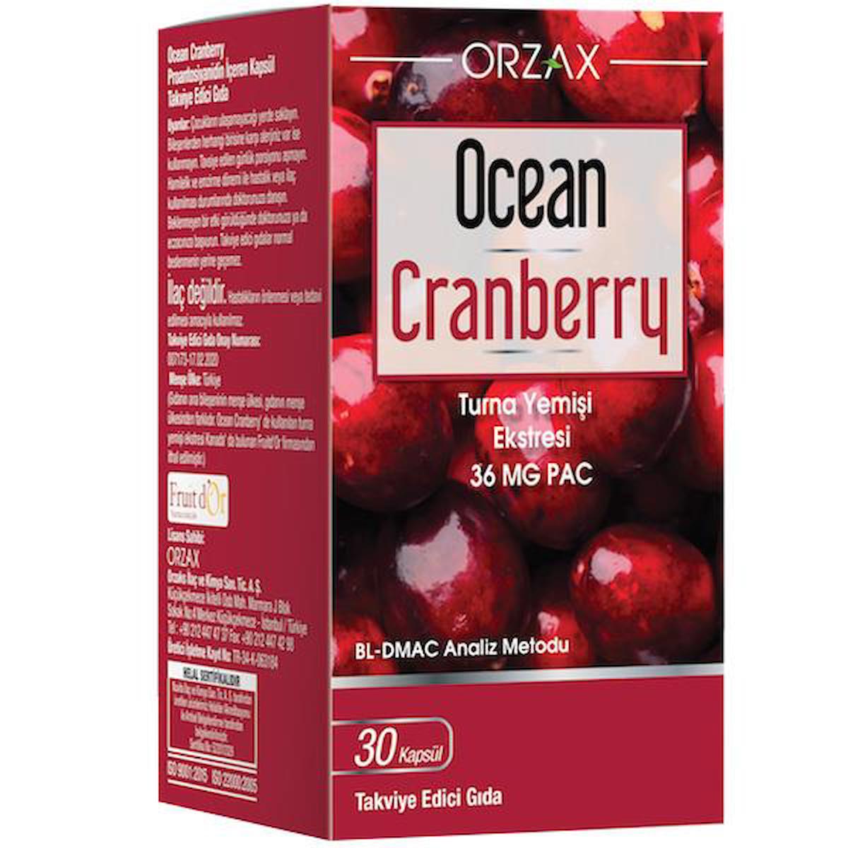 Ocean Orzax Cranberry Yetişkin Bitkisel Besin Desteği 30 Tablet