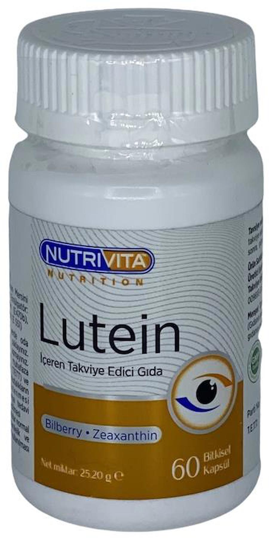 Nutrivita Nutrition Lutein Sade Yetişkin Bitkisel Besin Desteği 60 Tablet