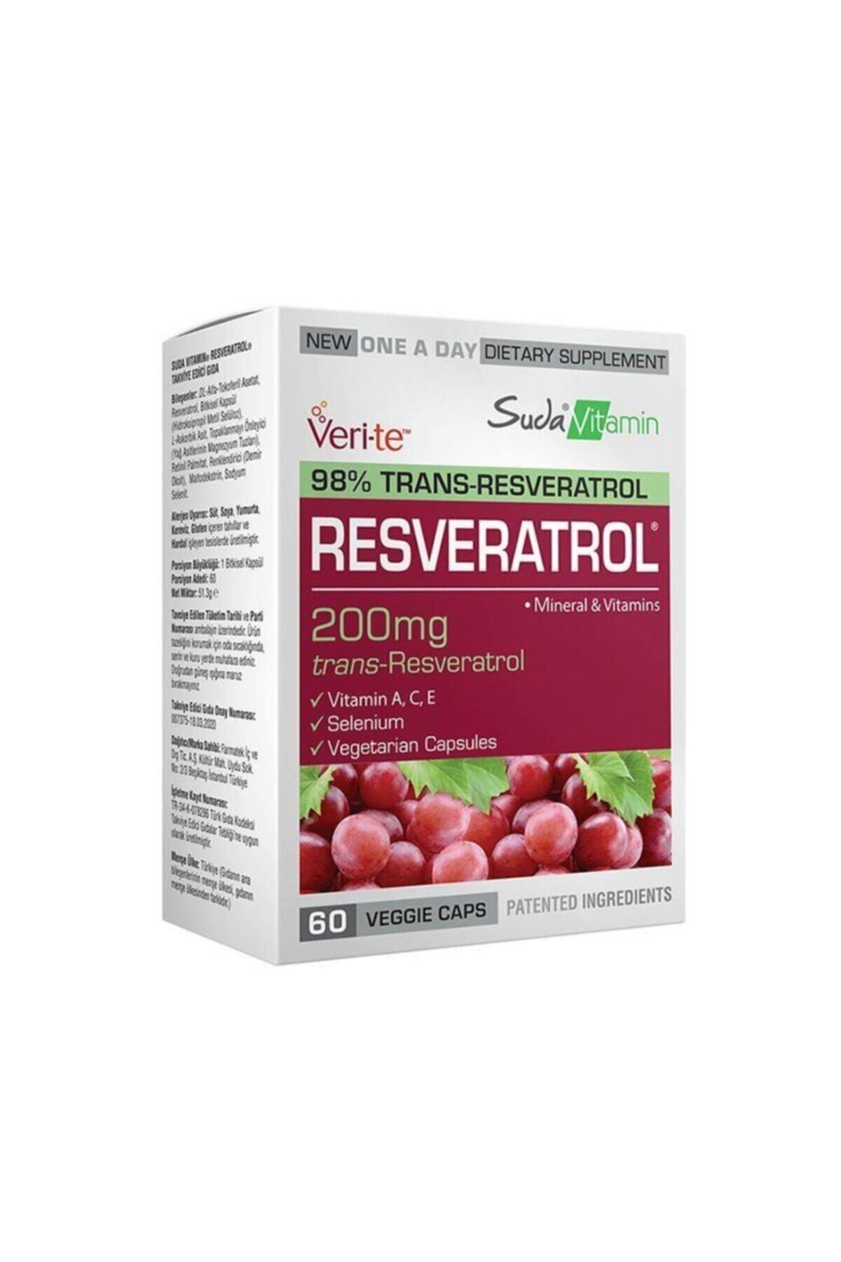 Suda Vitamin Resveratrol Aromasız Yetişkin Bitkisel Besin Desteği 60 Tablet