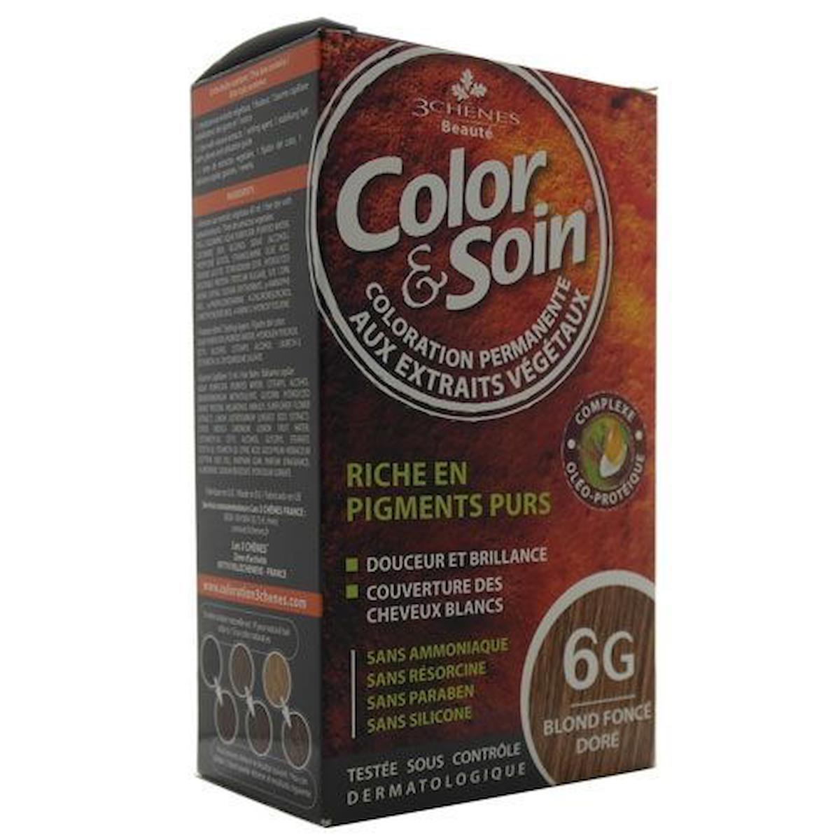Color Soin 6G Pırıltılı Koyu Altın Sarışın Organik Krem Saç Boyası 120 ml