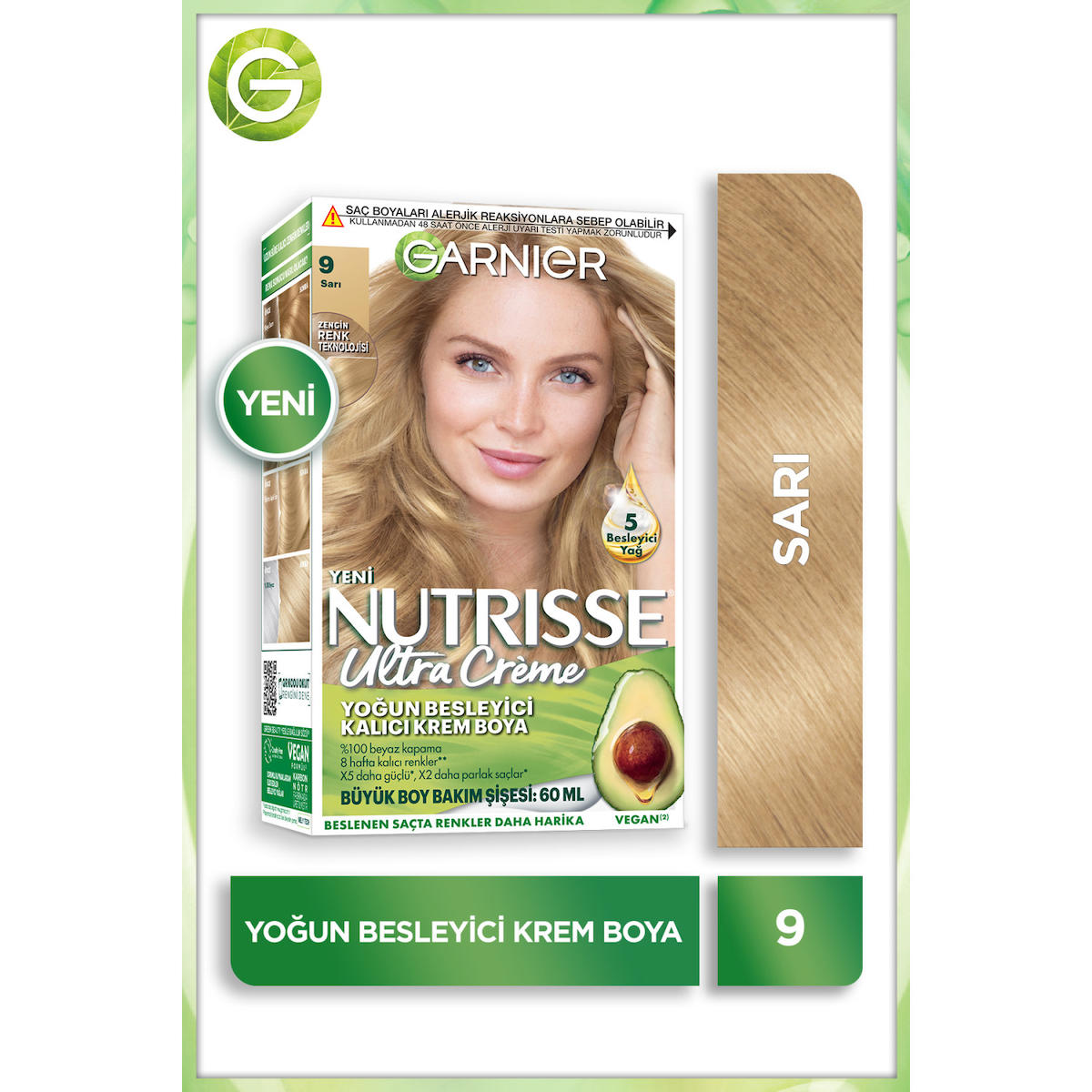 Garnier 9 Sarı Vegan Krem Saç Boyası 60 ml