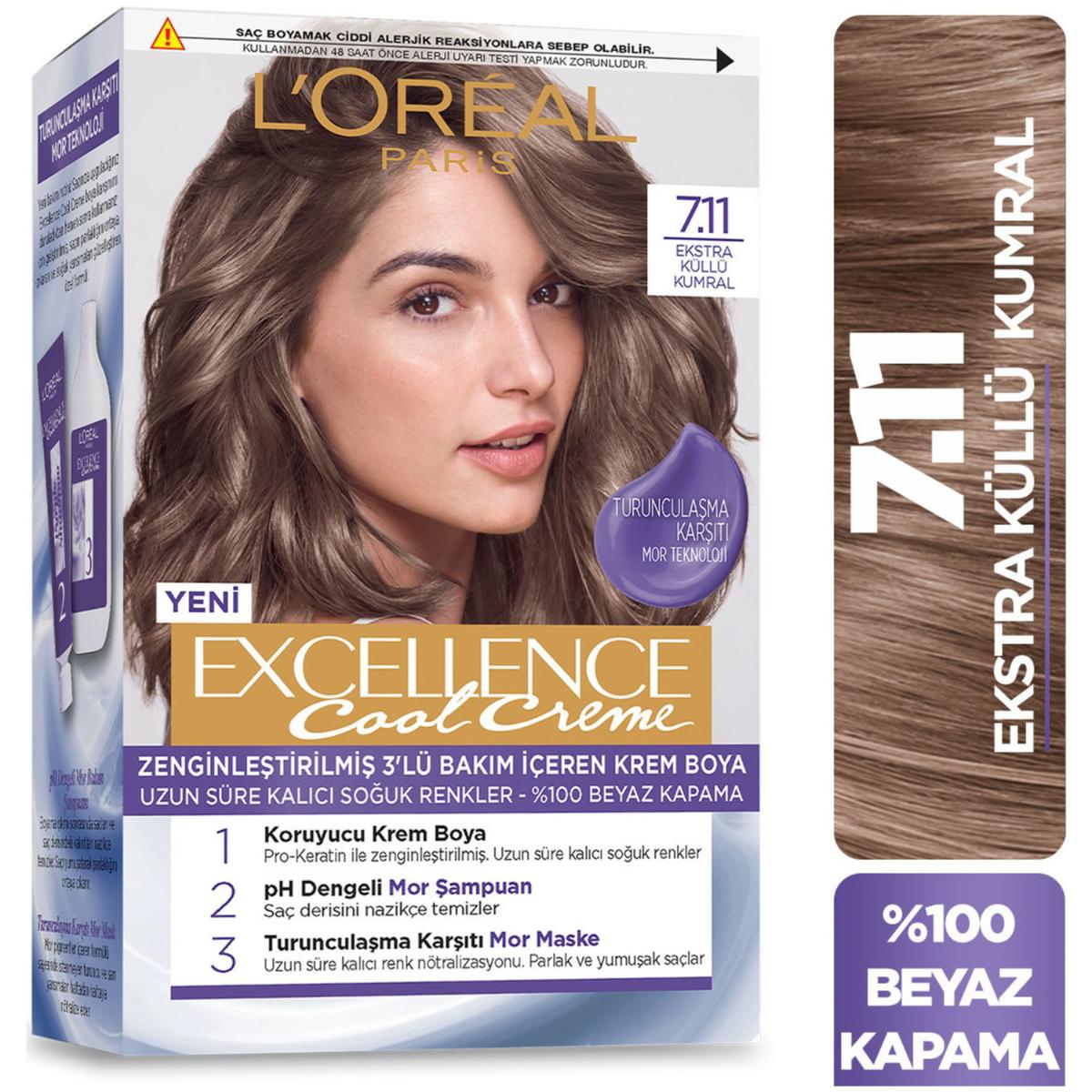 L'Oréal Paris 7.11 Ekstra Küllü Kumral Krem Saç Boyası 48 ml