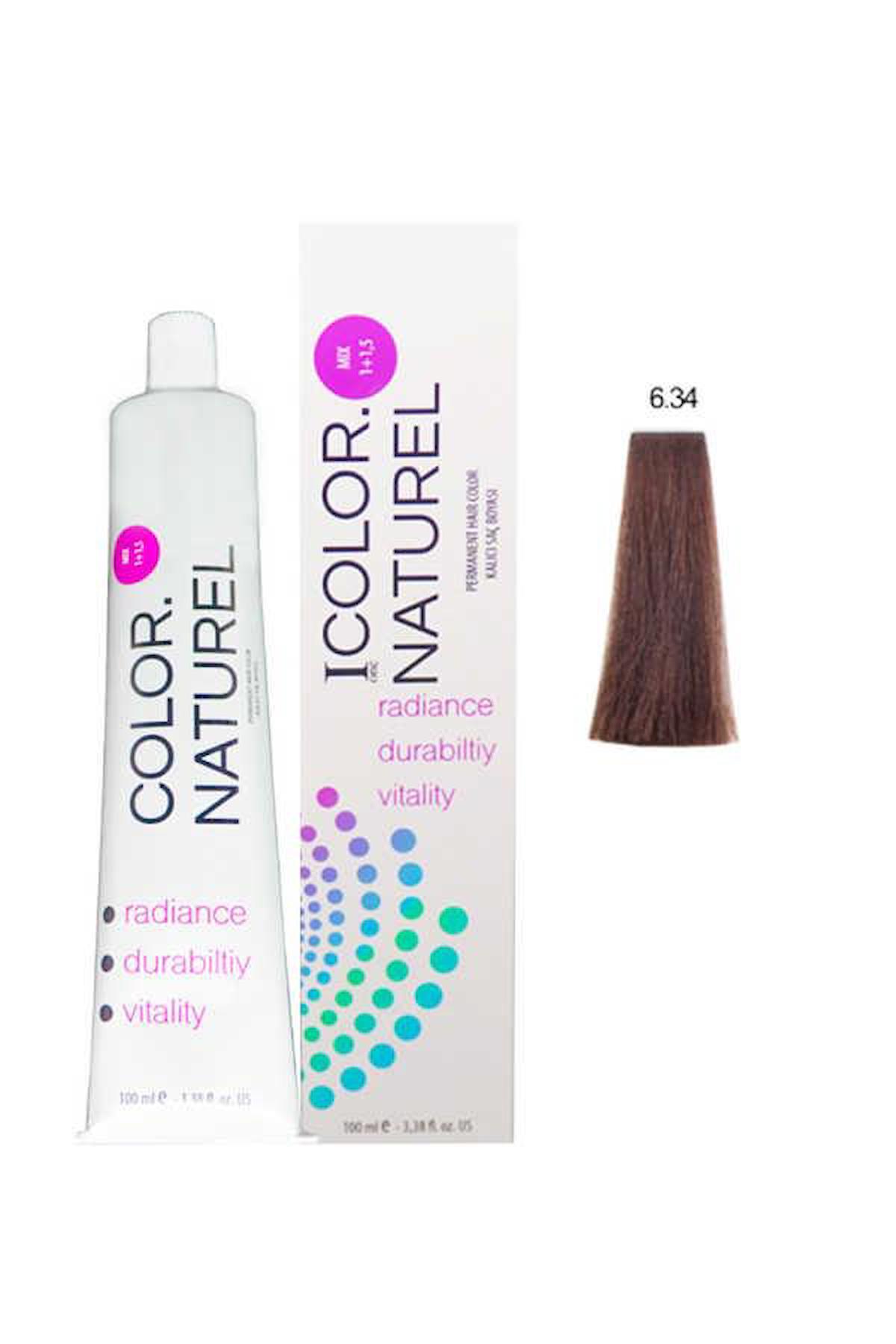 Color Naturel 6.34 Orta Altın Bakır Krem Saç Boyası 100 ml