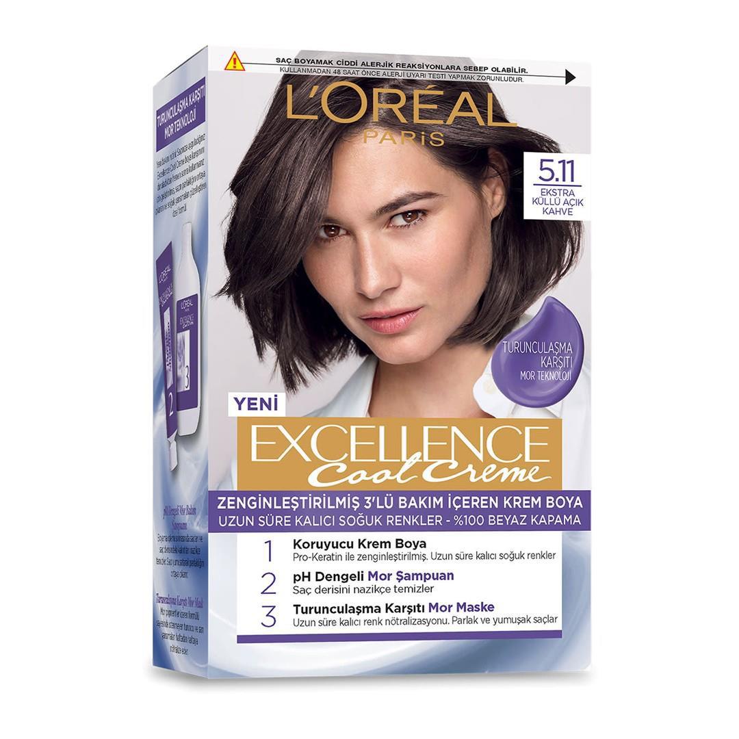 L'Oréal Paris 5.11 Ekstra Küllü Açık Kahve Krem Saç Boyası 48 ml