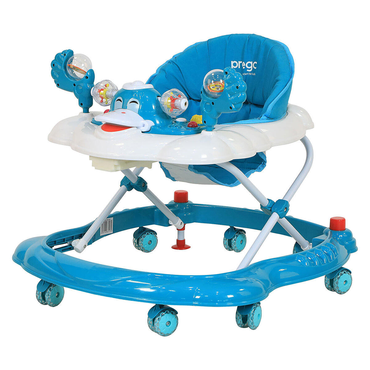 Prego Baby Ördekli 8 Tekerlekli Oyuncaklı Sallanan Örümcek Yürüteç Mavi
