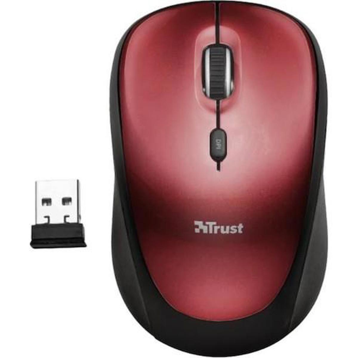 Trust 24550 Sessiz Ergonomik Kablosuz Kırmızı Optik Mouse