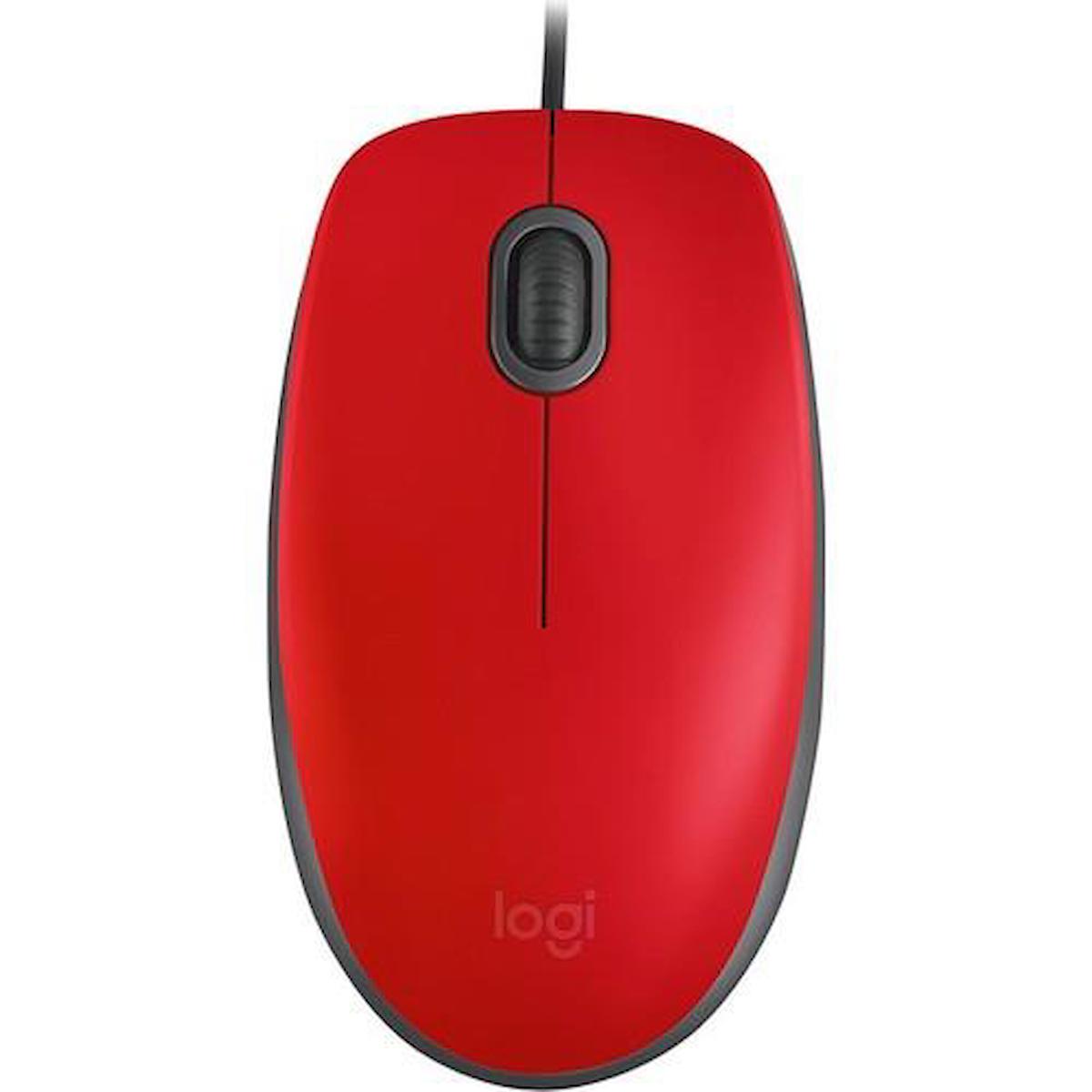 Logitech M110 Sessiz Kablolu Kırmızı Optik Mouse